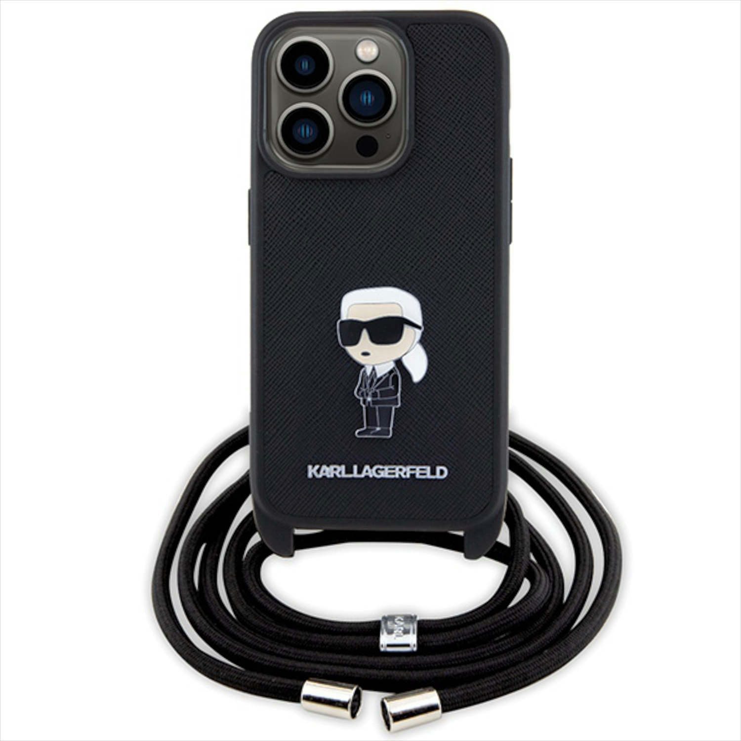 KARL LAGERFELD Smartphone-Hülle Karl Lagerfeld Apple iPhone 15 Pro Schutzhülle Saffiano Metal Pin