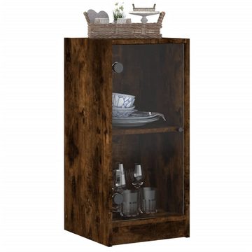 vidaXL Sideboard Beistellschrank mit Glastüren Räuchereiche 35x37x75,5 cm (1 St)