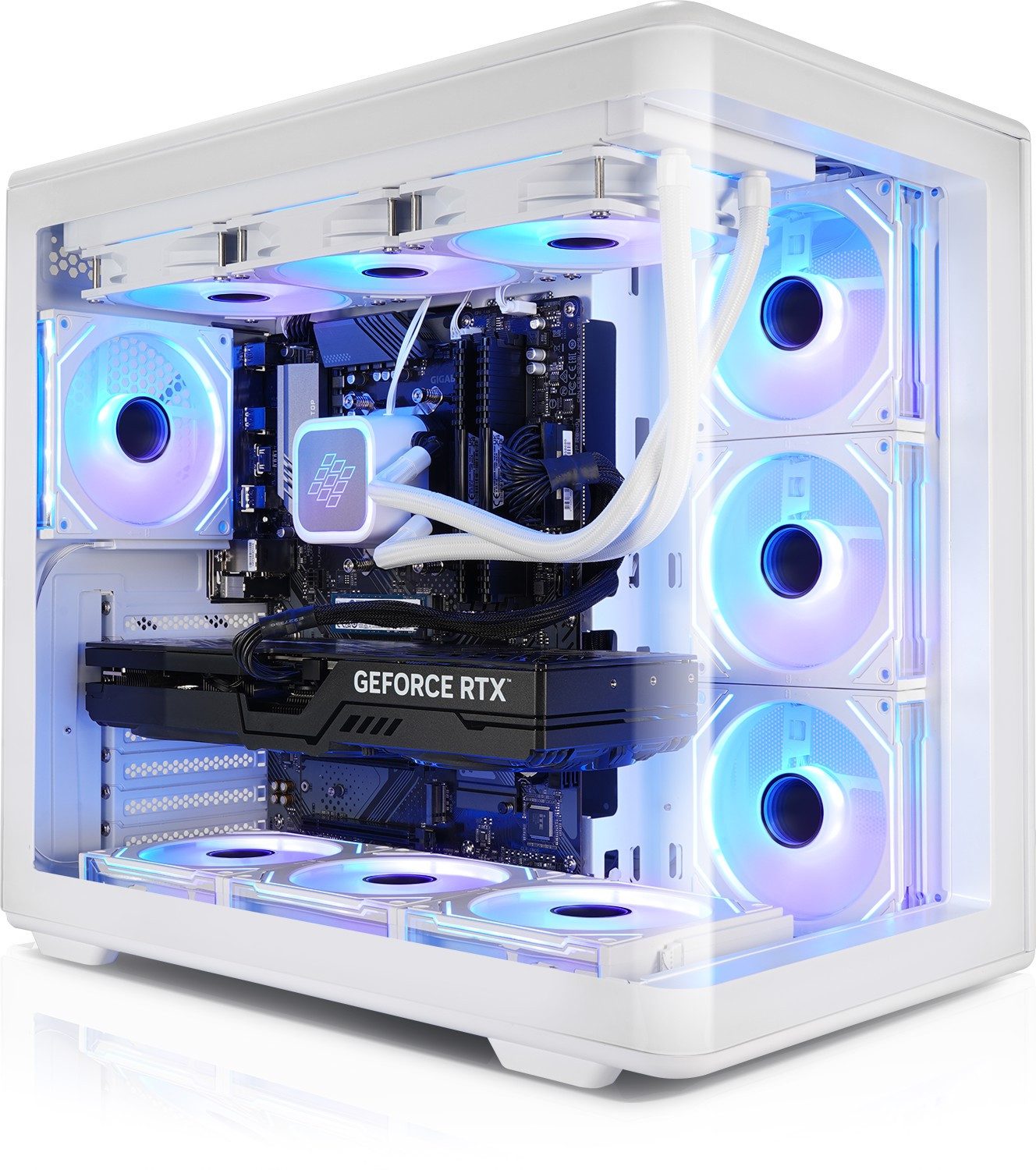Kiebel Panorama Curve IX Gaming-PC (AMD Ryzen 7 AMD Ryzen 7 9800X3D, RTX 5070 Ti, 32 GB RAM, 2000 GB SSD, Wasserkühlung, WLAN, ARGB-Beleuchtung)