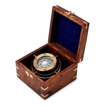 NKlaus Kompass Maritim Kompass kardanisch aufgehängt in Holzbox 11,5x11,5x8,5cm Dekor