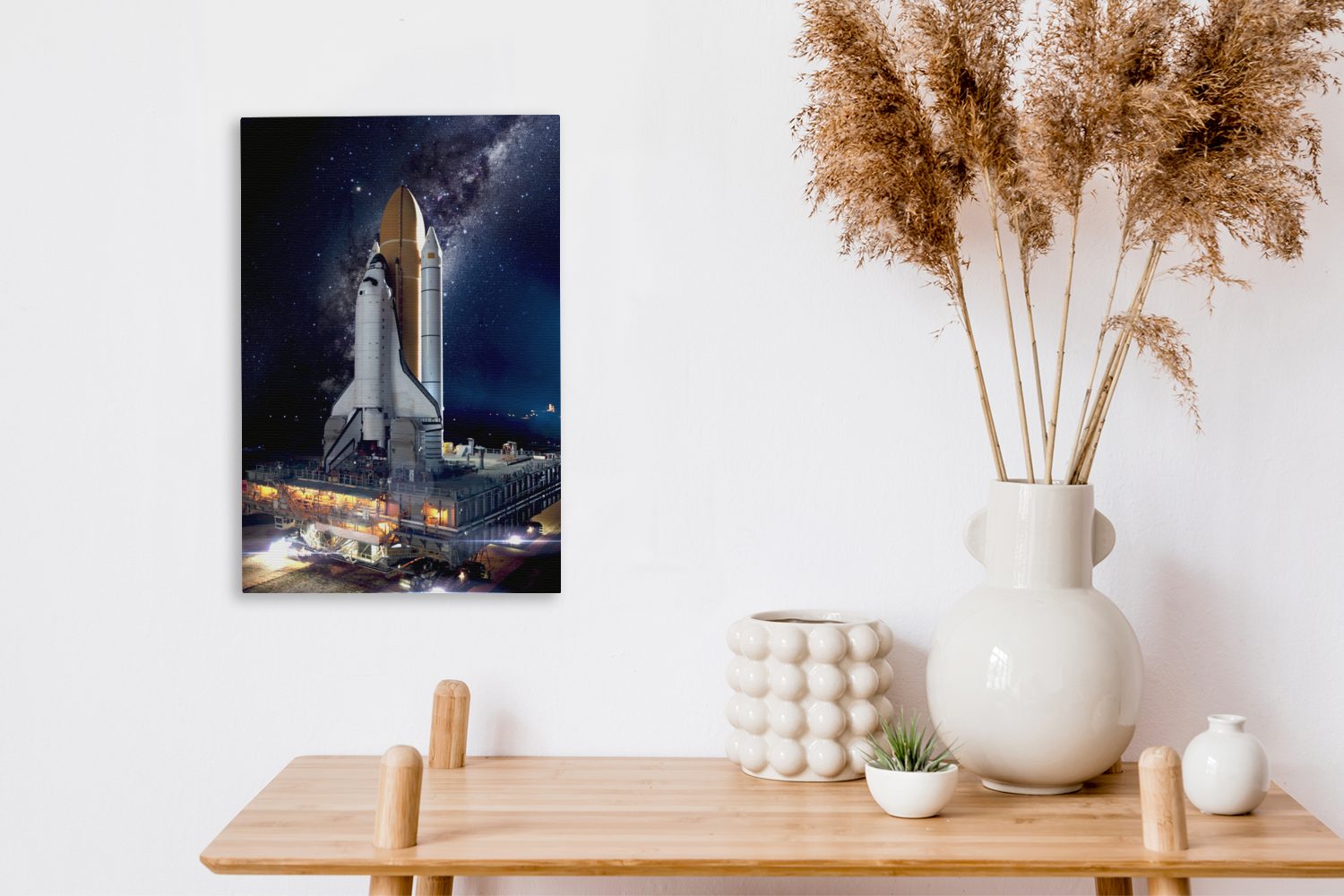 OneMillionCanvasses® Leinwandbild Rakete - Gemälde, fertig cm - St), Sterne, inkl. bespannt 20x30 Weltraum Zackenaufhänger, (1 Leinwandbild