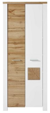 Vito Garderobenschrank MATERIO, B 80 x H 198 cm, Weiß matt, Eiche Altholz Dekor, 2 Türen mit Soft-Close-Funktion