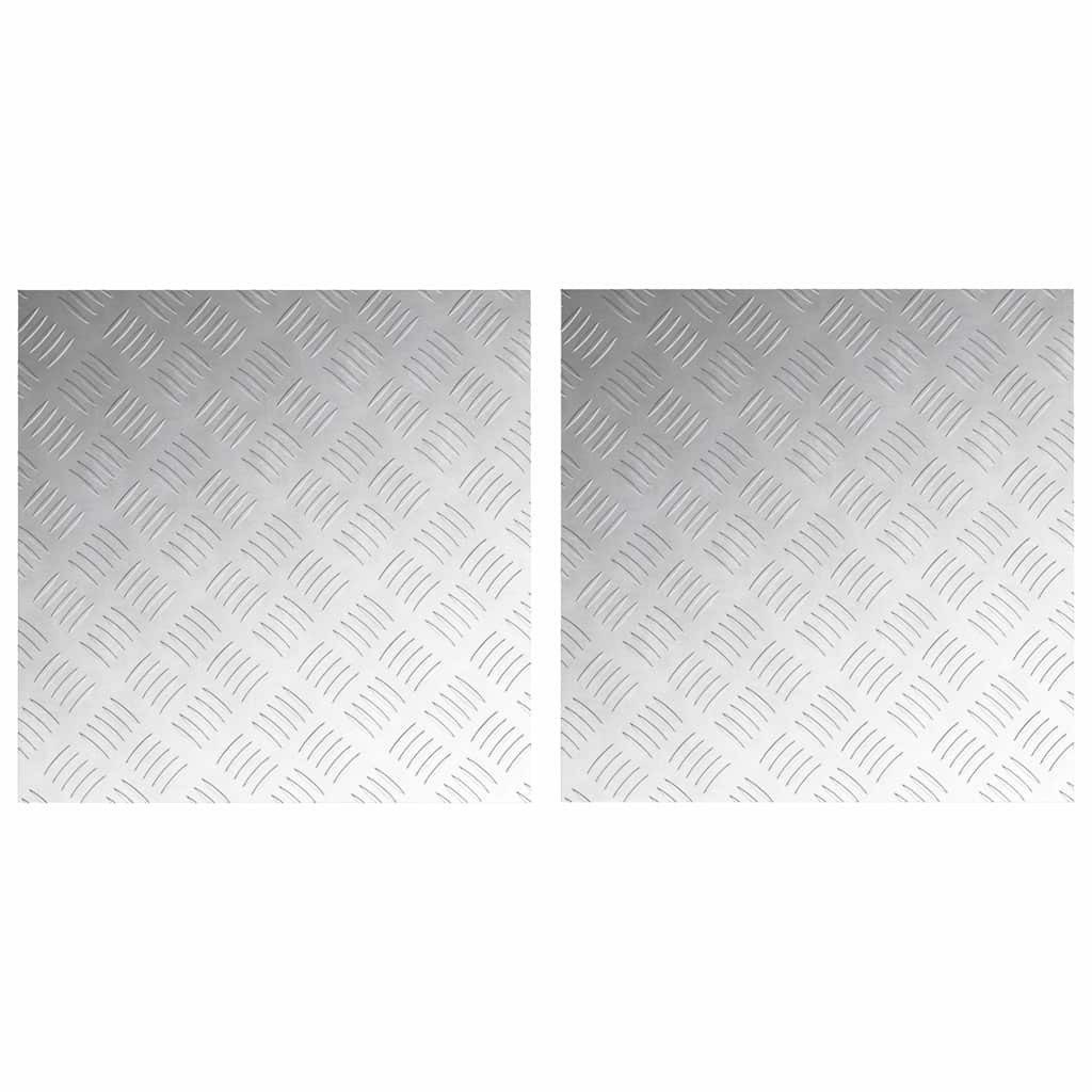 vidaXL Stufenmatte Treppe Tritt Quadratisch 2 pcs Silber 50 x 50 cm Aluminium, Quadratisch