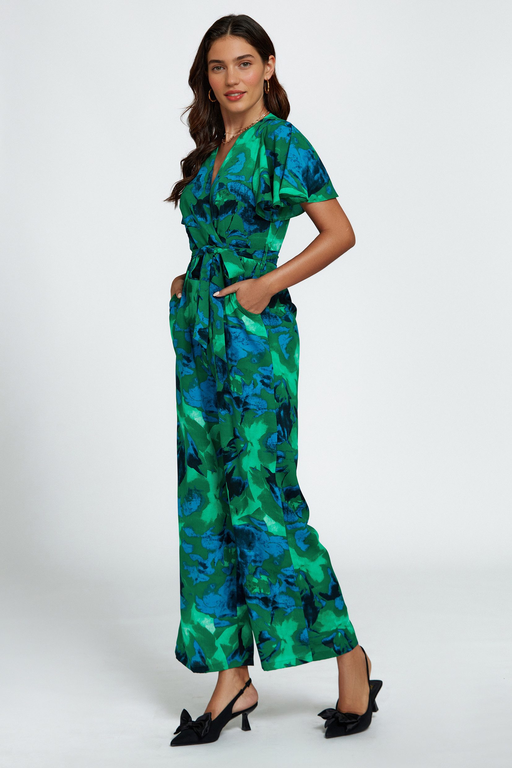 FS Collection Jumpsuit Damen Jumpsuit mit Wickeloberteil und weitem Bein (X günstig online kaufen