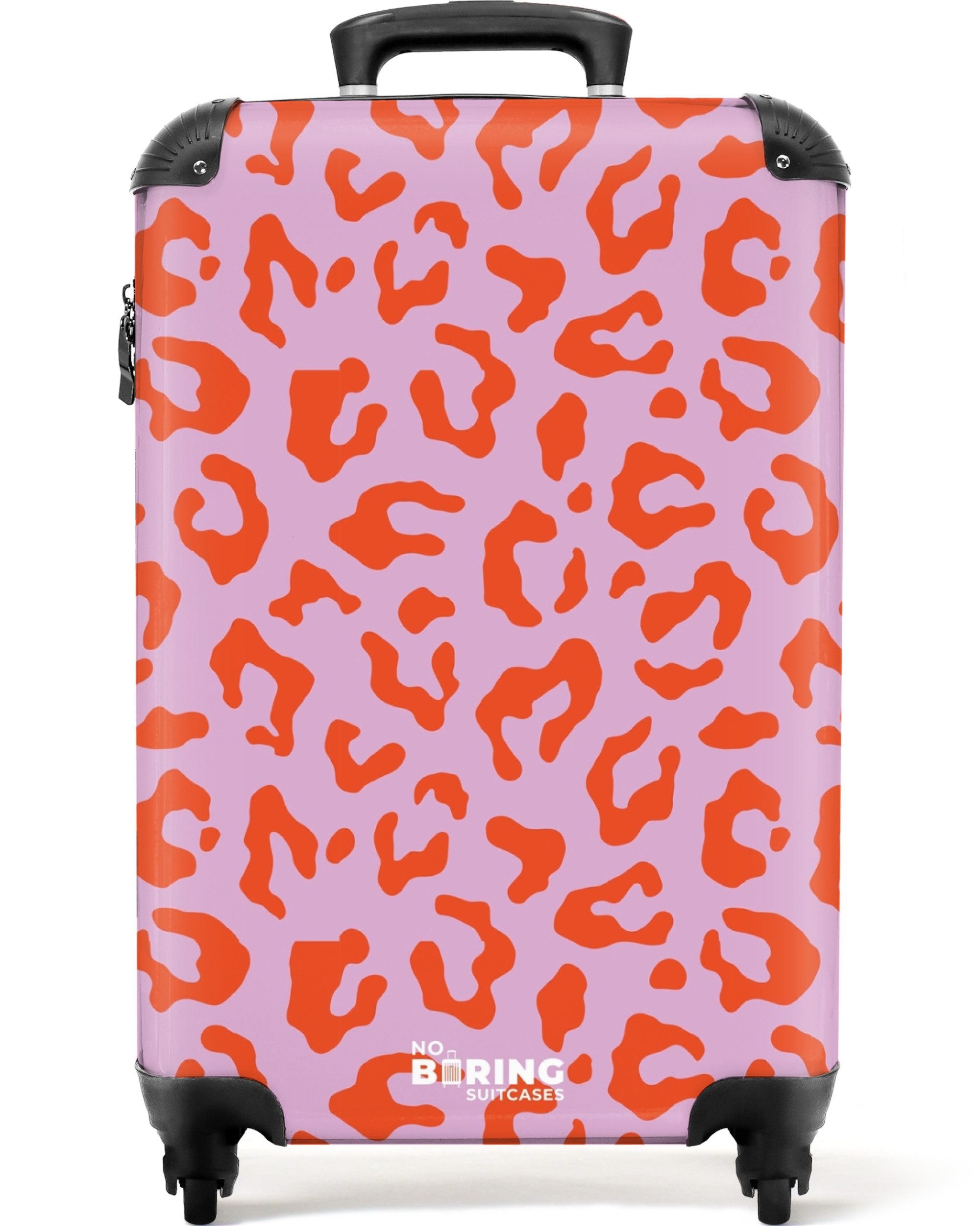 NoBoringSuitcases.com© Hartschalen-Trolley Rosa mit rotem Panther-Aufdruck günstig online kaufen