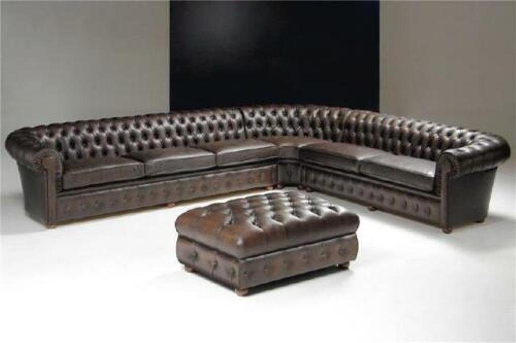 JVmoebel Ecksofa Klassische Eckcouch Sofa Polster Sitz Chesterfield 100% Leder Sofort, 3 Teile, Made in Europa