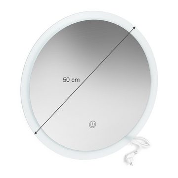 Y&D Premium Line Badspiegel Rundspiegel LED-Spiegel Weiß 50cm dimmbar
