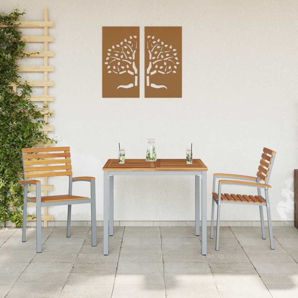 vidaXL Gartenstuhl Gartenstuhl 2 pcs Braun 56 x 57 x 87 cm Massivholz (2 St)