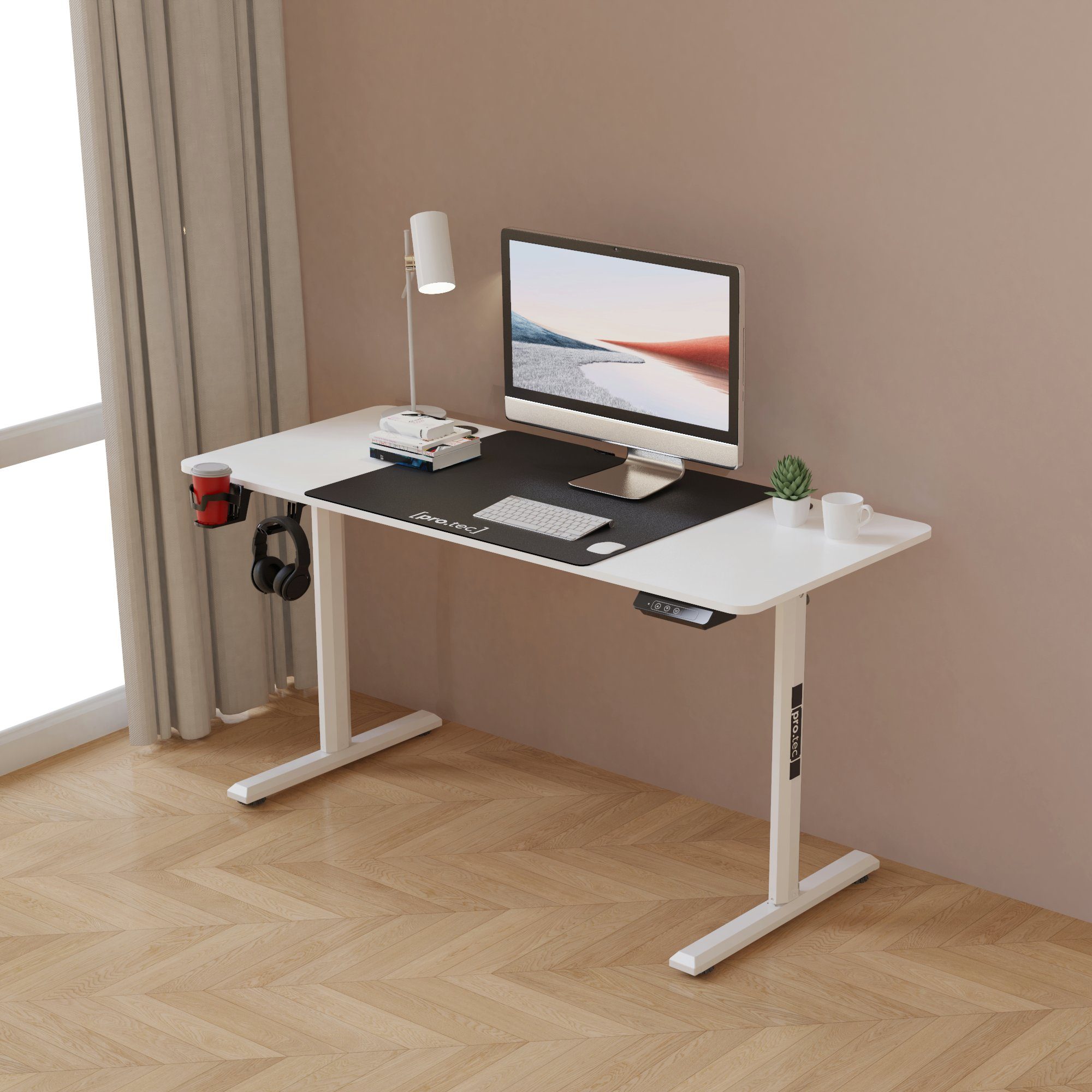 pro.tec Computertisch, »Hayward« Tisch 140 x 60 cm höhenverstellbar Weiß günstig online kaufen