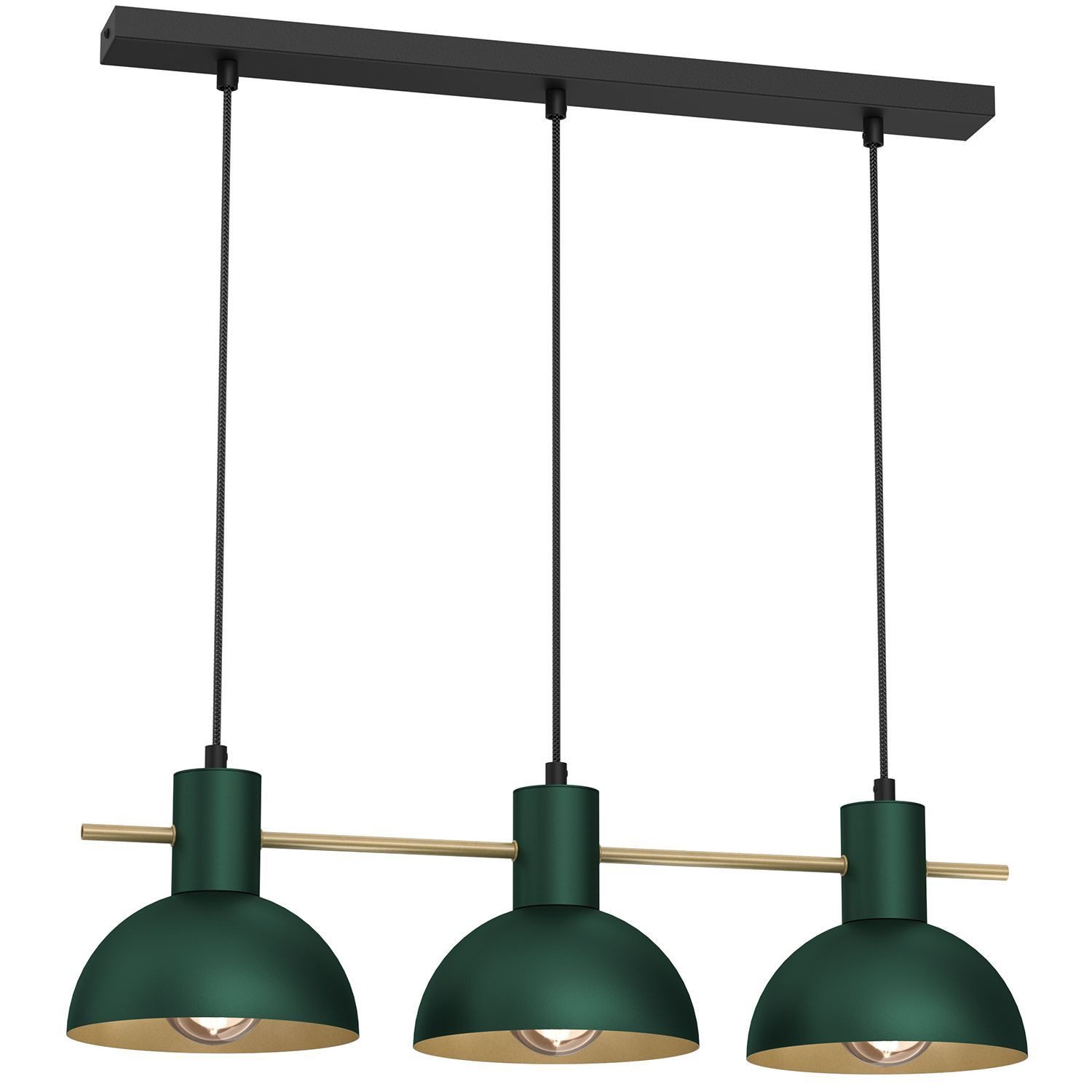 Licht-Erlebnisse Pendelleuchte VIROLIN, ohne Leuchtmittel, Metall Metall H: max. 120 cm in Gold Dunkelgrün E27 3-flammig