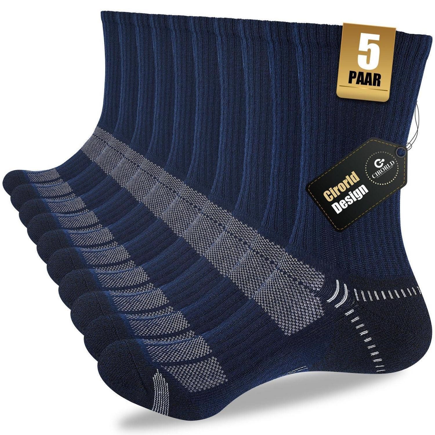 LuxusKollektion Sportsocken Herren Wandersocken atmungsaktiv gepolstert 5 Paar