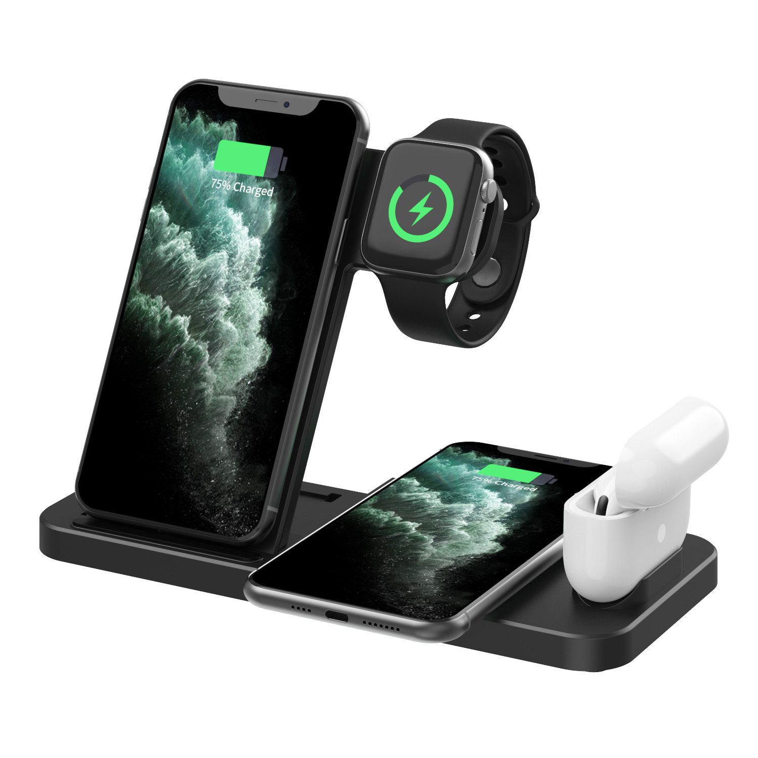 Ladestation, 4 in 1 Induktive Ladegerät, Wireless Charger Induktions-Ladegerät