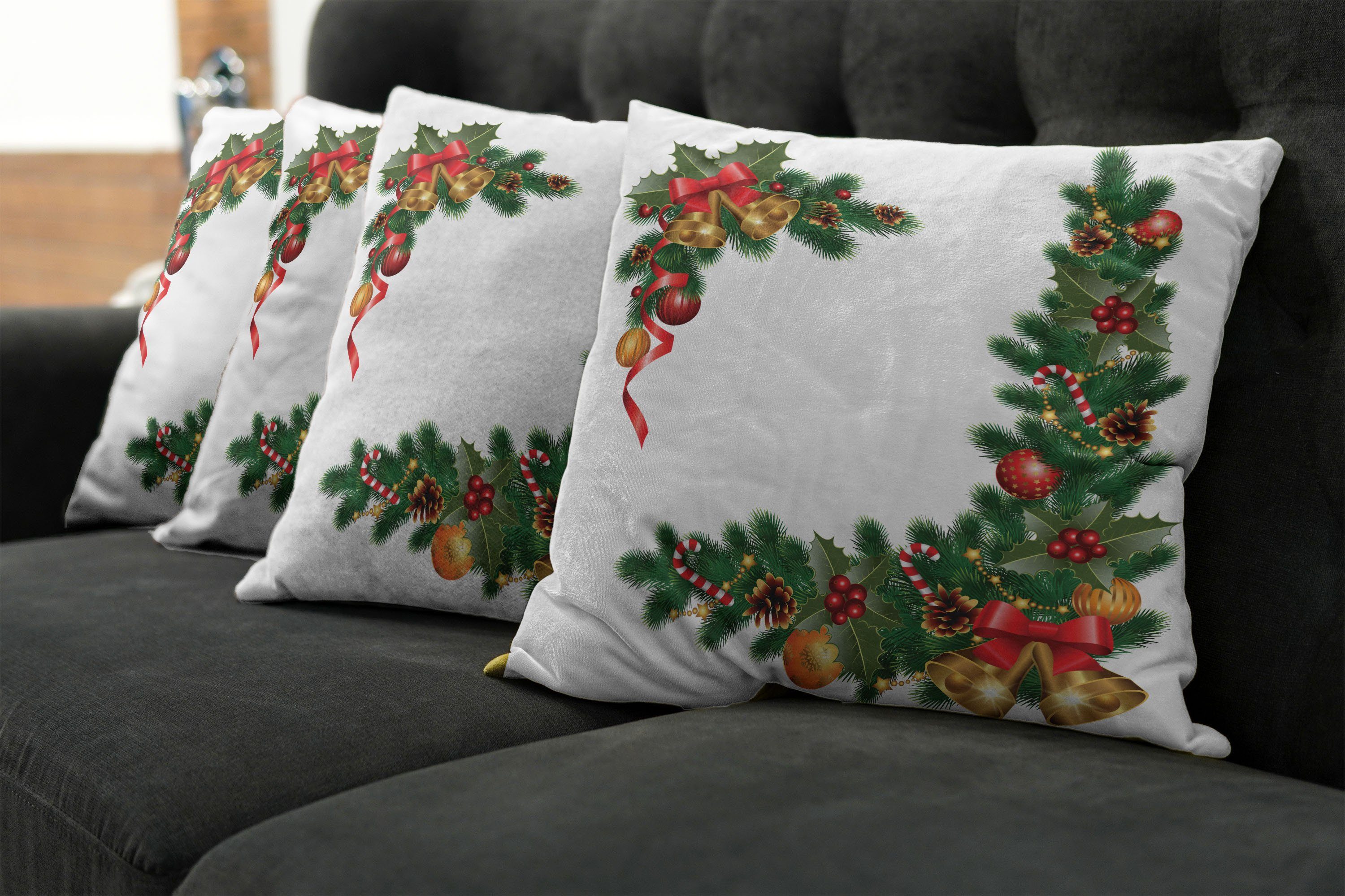 Doppelseitiger Accent Abakuhaus (4 Verzierungen Bäume Digitaldruck, Kissenbezüge mit Modern Stück), Weihnachten