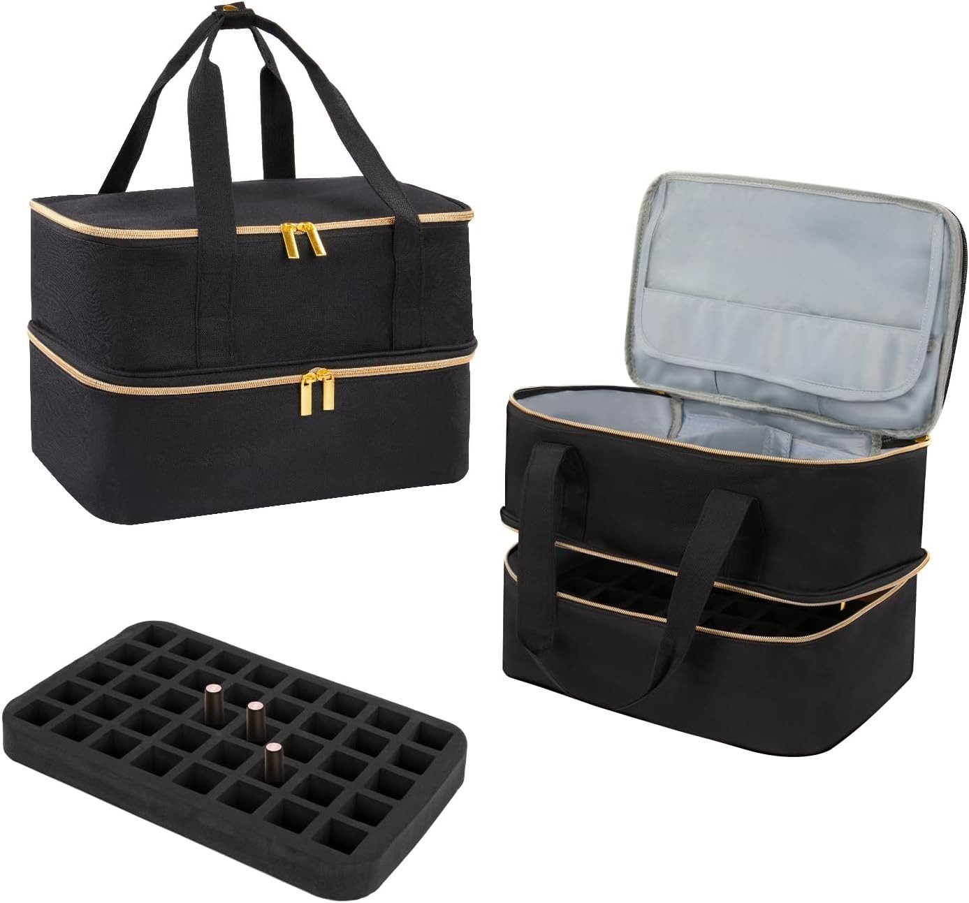 Youyijia Aufbewahrungstasche Nagellack-Organizer-Tasche, Doppelschicht Nagellack Tasche