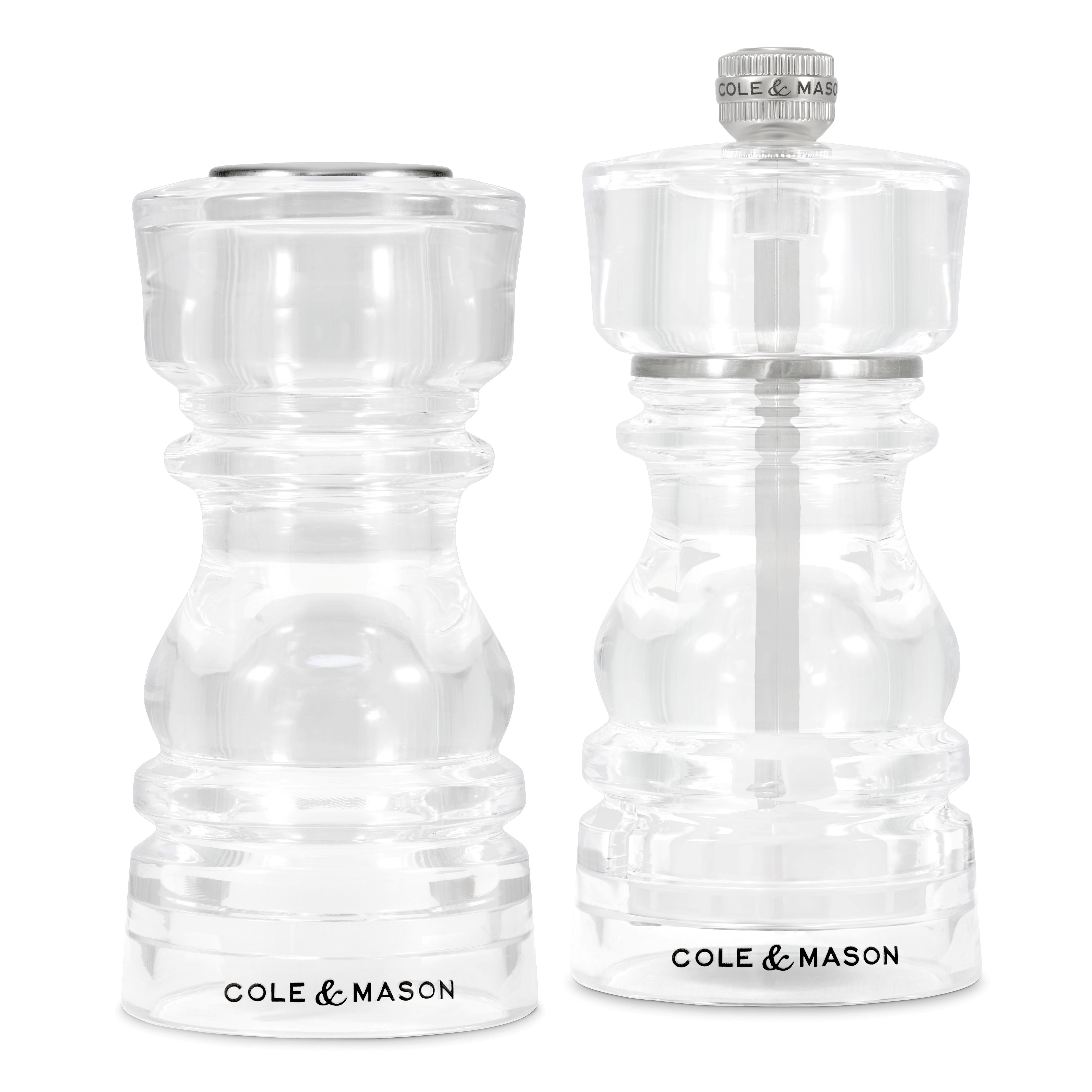 Cole & Mason Salz-/Pfeffermühle und Streuer, aus Acryl, 13 cm, Keramikmahlwerk