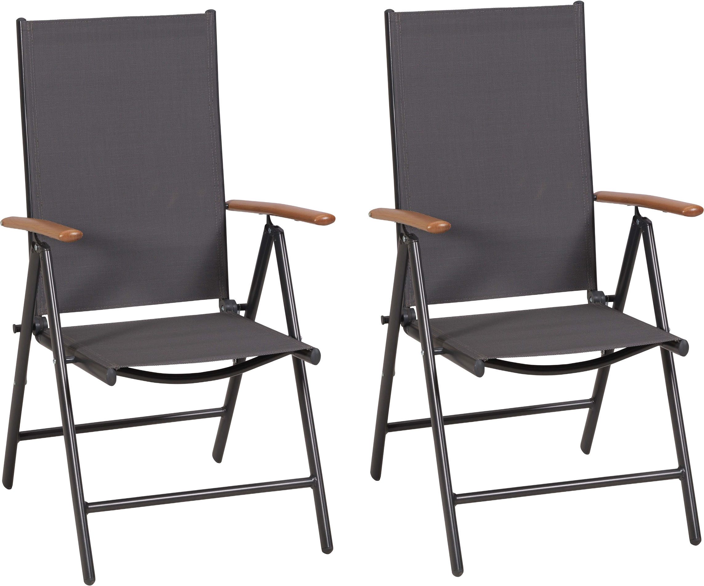 MERXX Gartensessel Valenza (Set, 2-St), folierte Armlehnen in Holzoptik