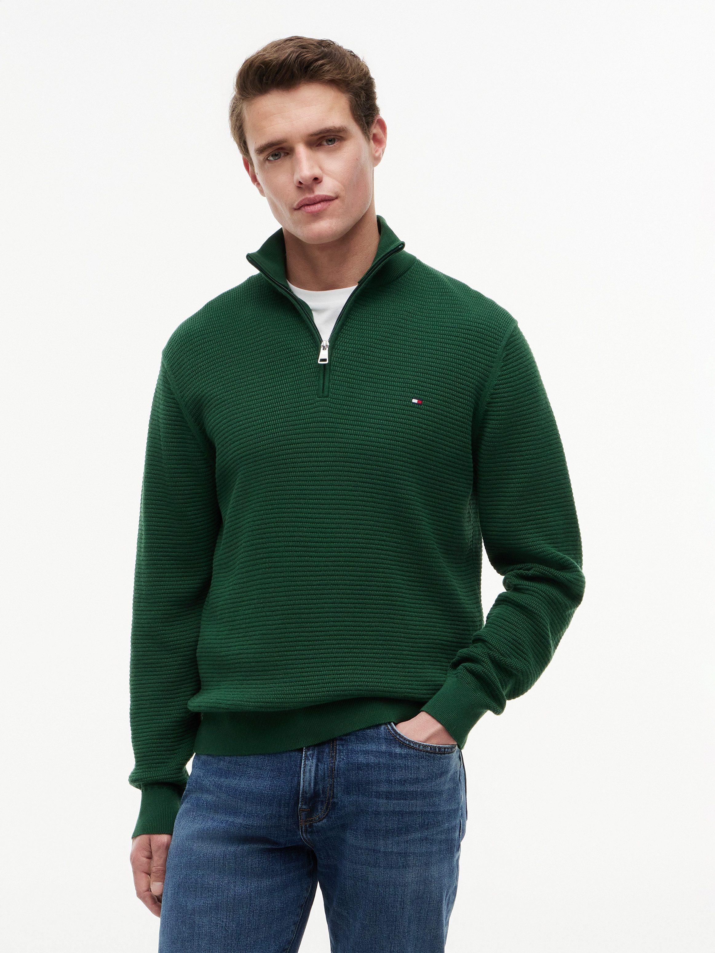 Strickpullover SEASONAL STRUCTURE ZIP MOCK