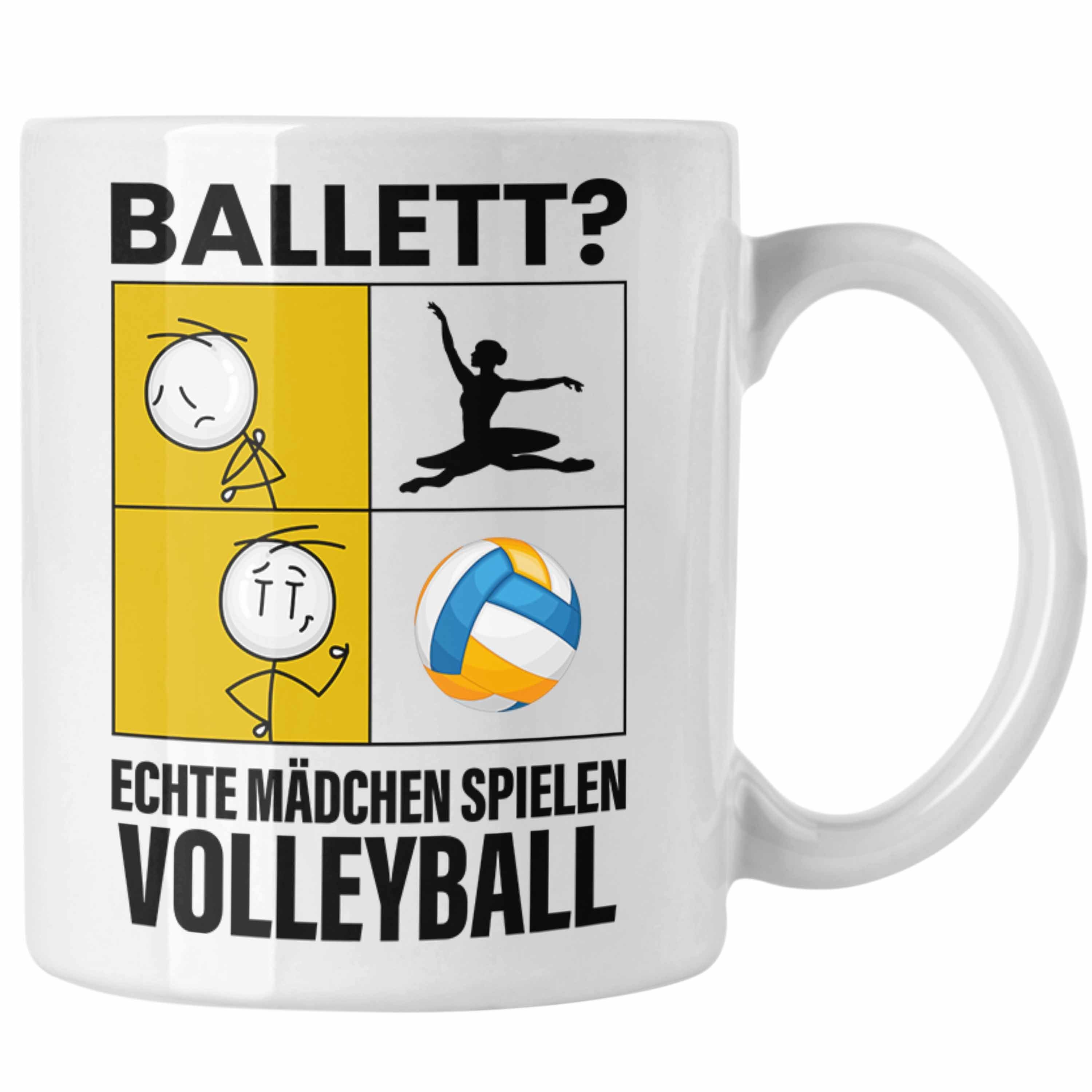 Trendation Tasse Volleyball Mädchen Tasse Sport Geschenk Frauen Echte Mädchen Spielen V Weiss | Teetassen