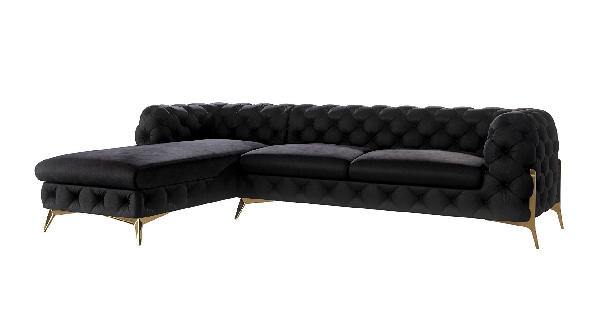 S-Style Möbel Ecksofa Ashley mit Ottomane, Chesterfield mit Goldenen Metall günstig online kaufen