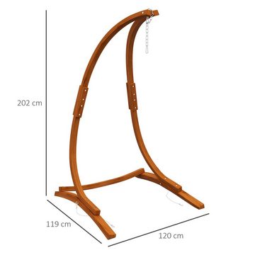 Outsunny Hängemattengestell Hängestuhlgestell aus Holz Ständer für Hängestuhl Hängesesselgestell, für Outdoor Indoor Teak 178 x 143 x 180 cm