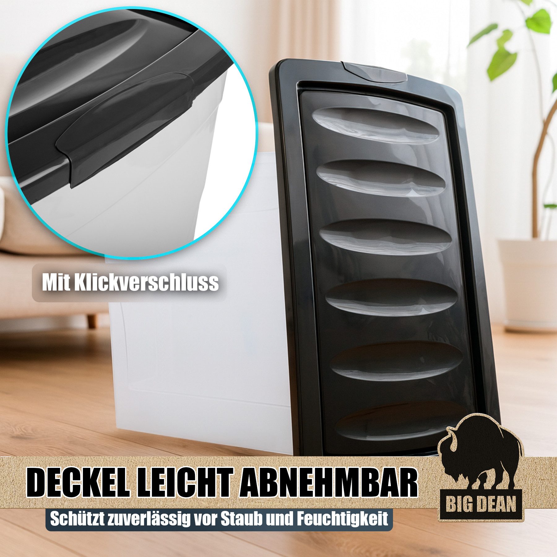 BigDean Aufbewahrungsbox 80 L Aufbewahrungsbox mit Deckel und Rollen groß Budget Line (Set, 1 St., Aufbewahrungsbox mit Deckel), Durchdacht, Praxisnahes Design, – Bild 5 von 5
