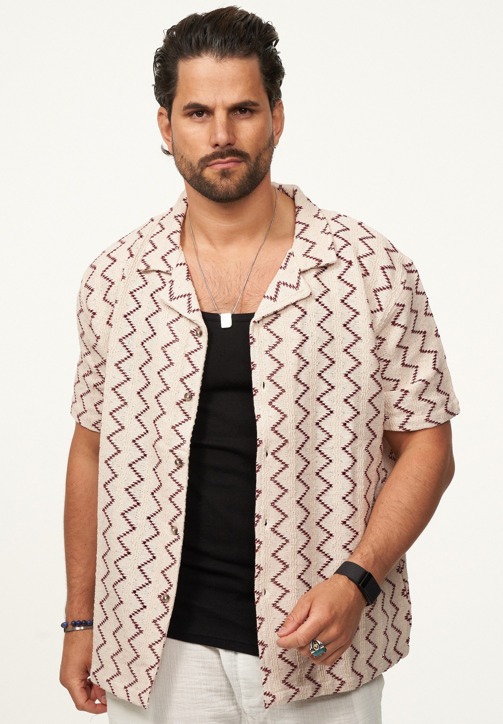 SOULSTAR Kurzarmhemd im Vintage Summer-Look Herren Kurzarm Strick Polo-Hemd T-Shirt – Bild 2 von 3