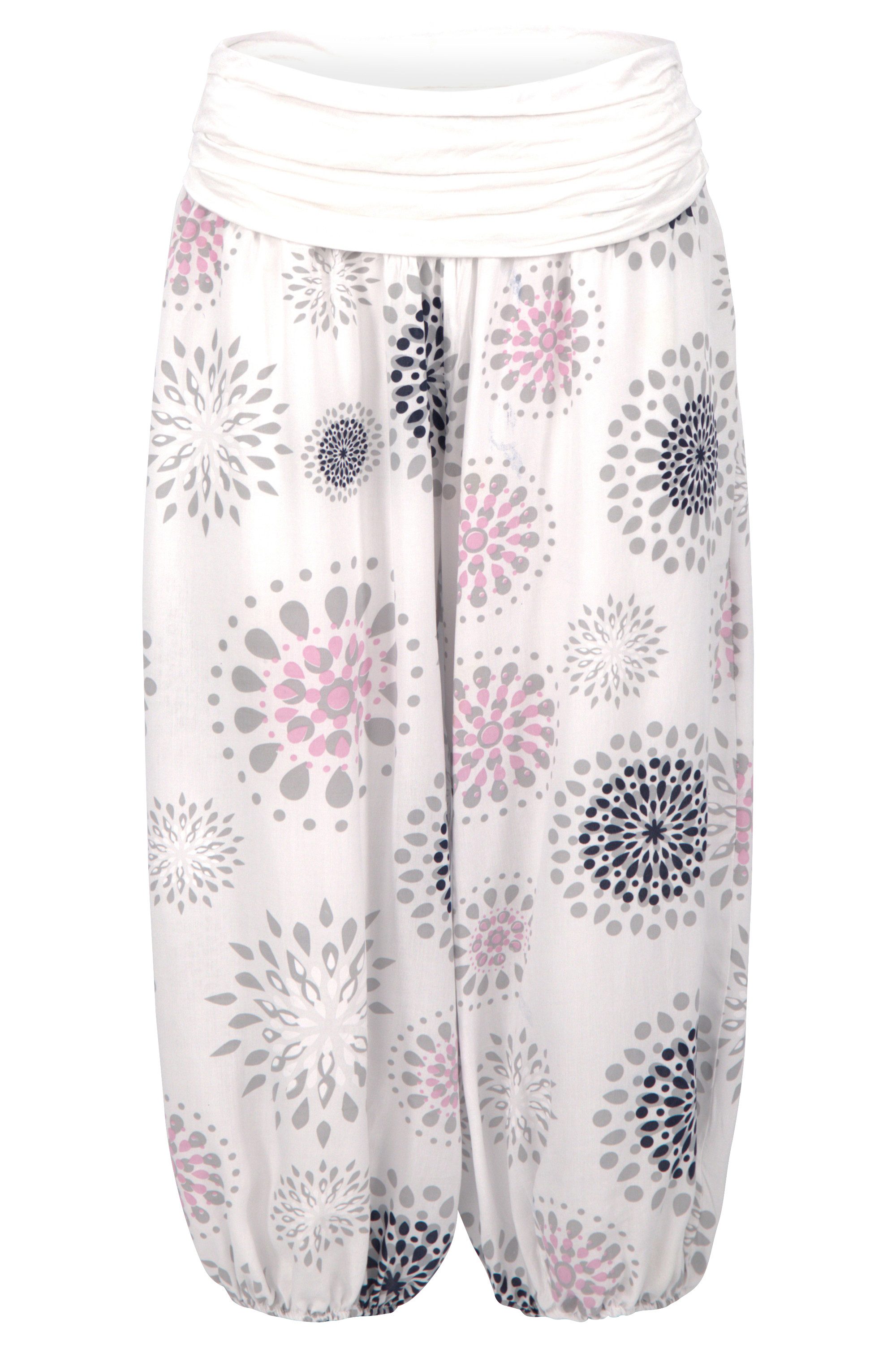 malito more than fashion Haremshose malito Damen Capri Hose mit Print, Haremshose zum Tanzen, Pumphose kurze Pluderhose in modischen Farben Einheitsgröße