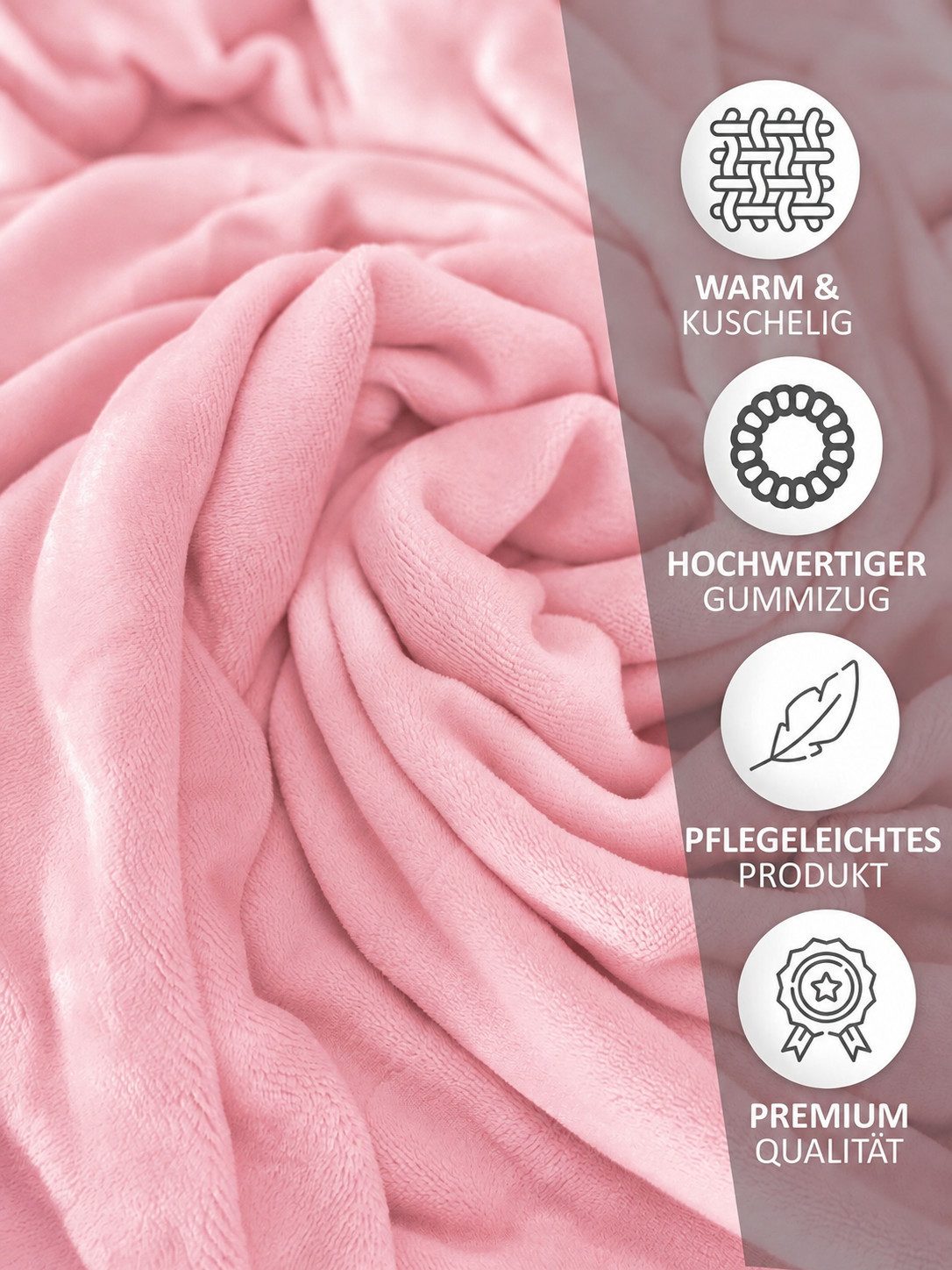Visaggio Spannbettlaken Winter Teddy Plüsch Cashmere Touch, Nicki, Gummizug: rundum, Flauschig warmes Teddyplüsch, Einfarbig – Bild 3 von 5