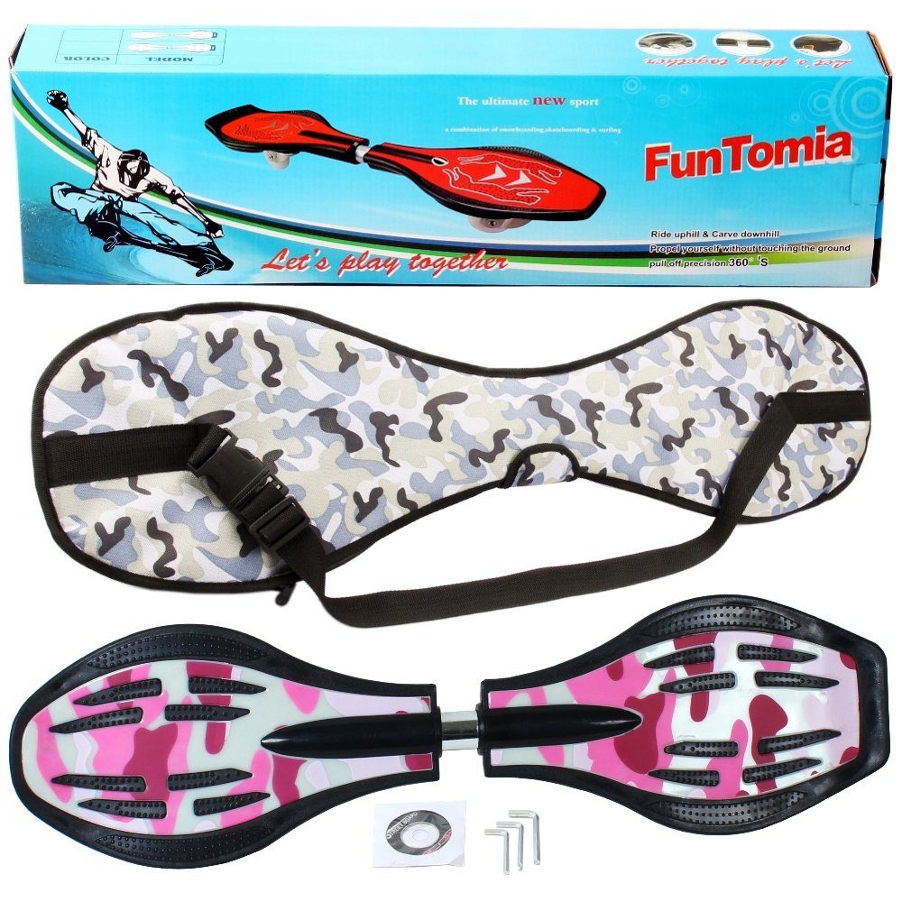 FunTomia Waveboard Waveboard mit Mach1 ABEC-9 Kugellager, LED Rollen & Tragetasche