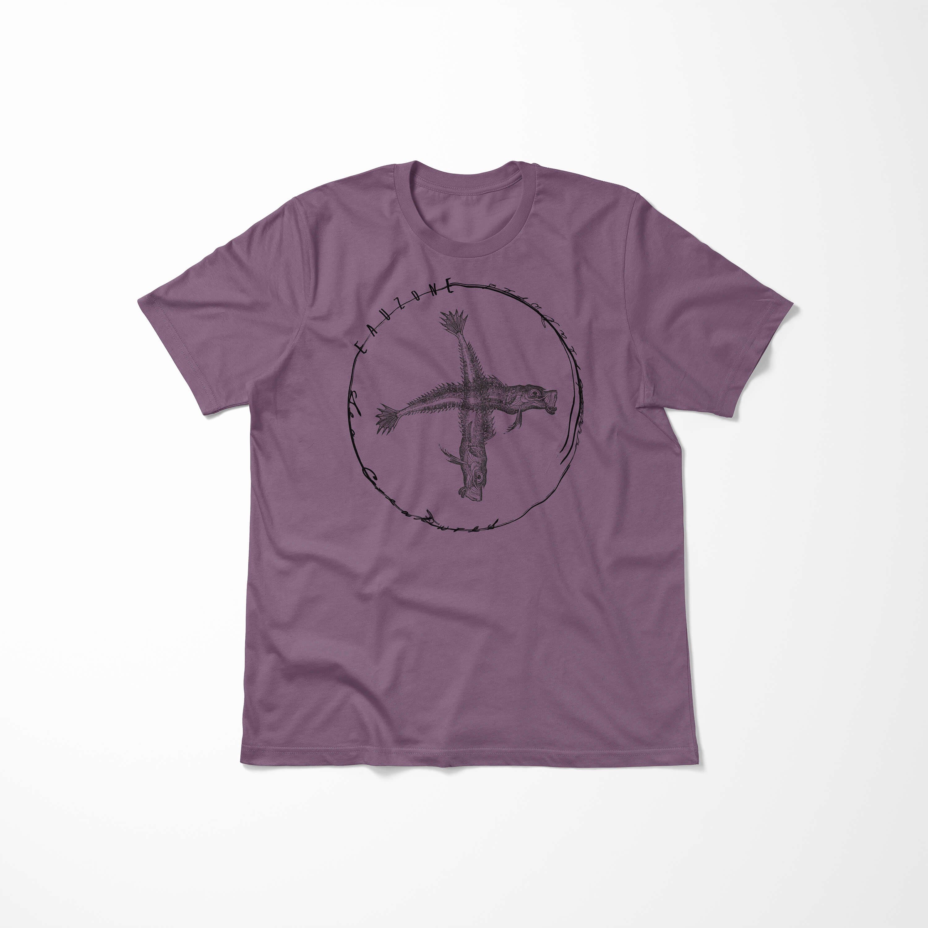 - 074 Struktur Schnitt T-Shirt feine Serie: Sinus Art Tiefsee Sea sportlicher / und Sea T-Shirt Fische Creatures, Shiraz