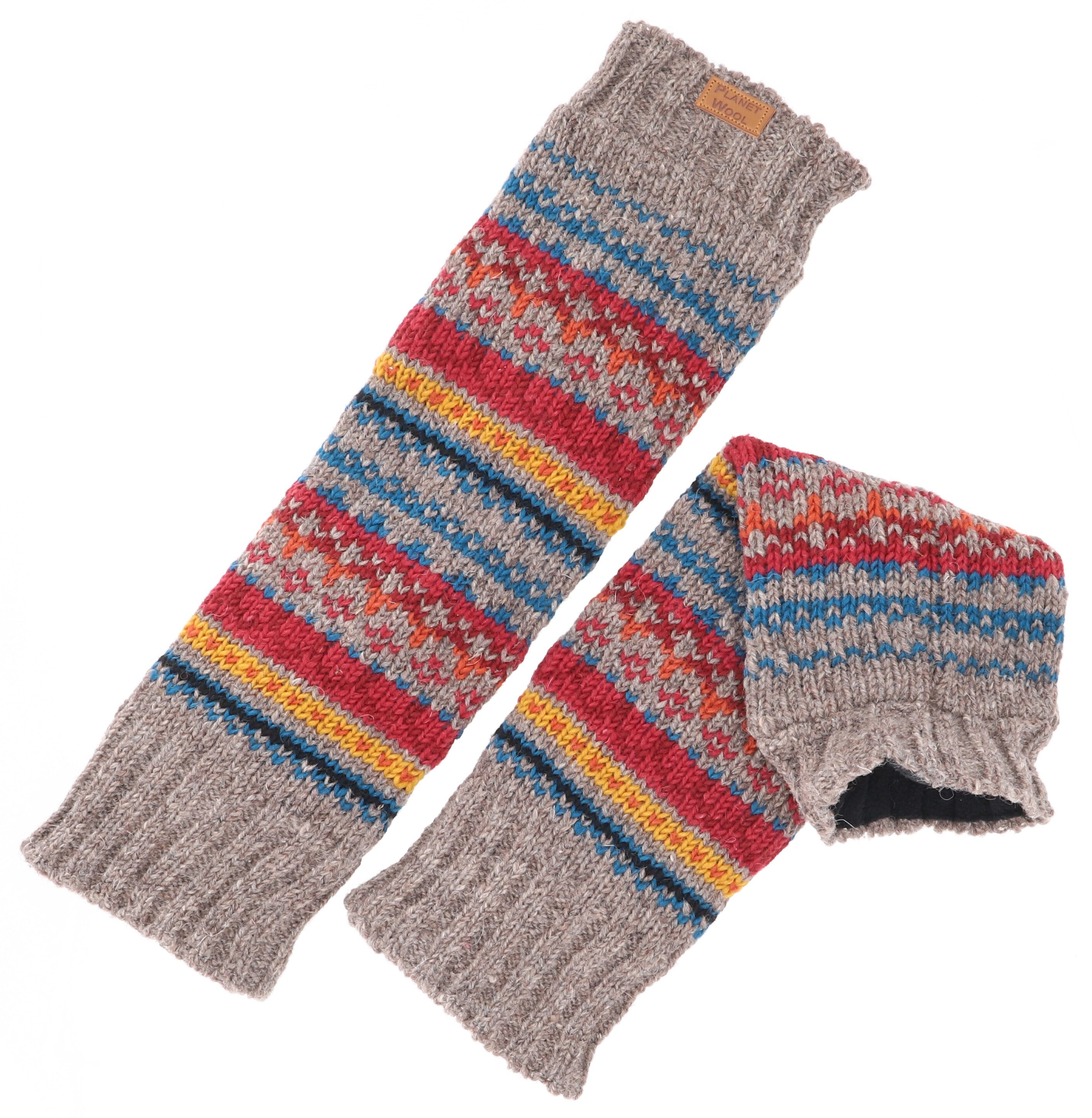 Guru-Shop Haussocken Wollstulpen aus Nepal, Beinstulpen mit Muster -..