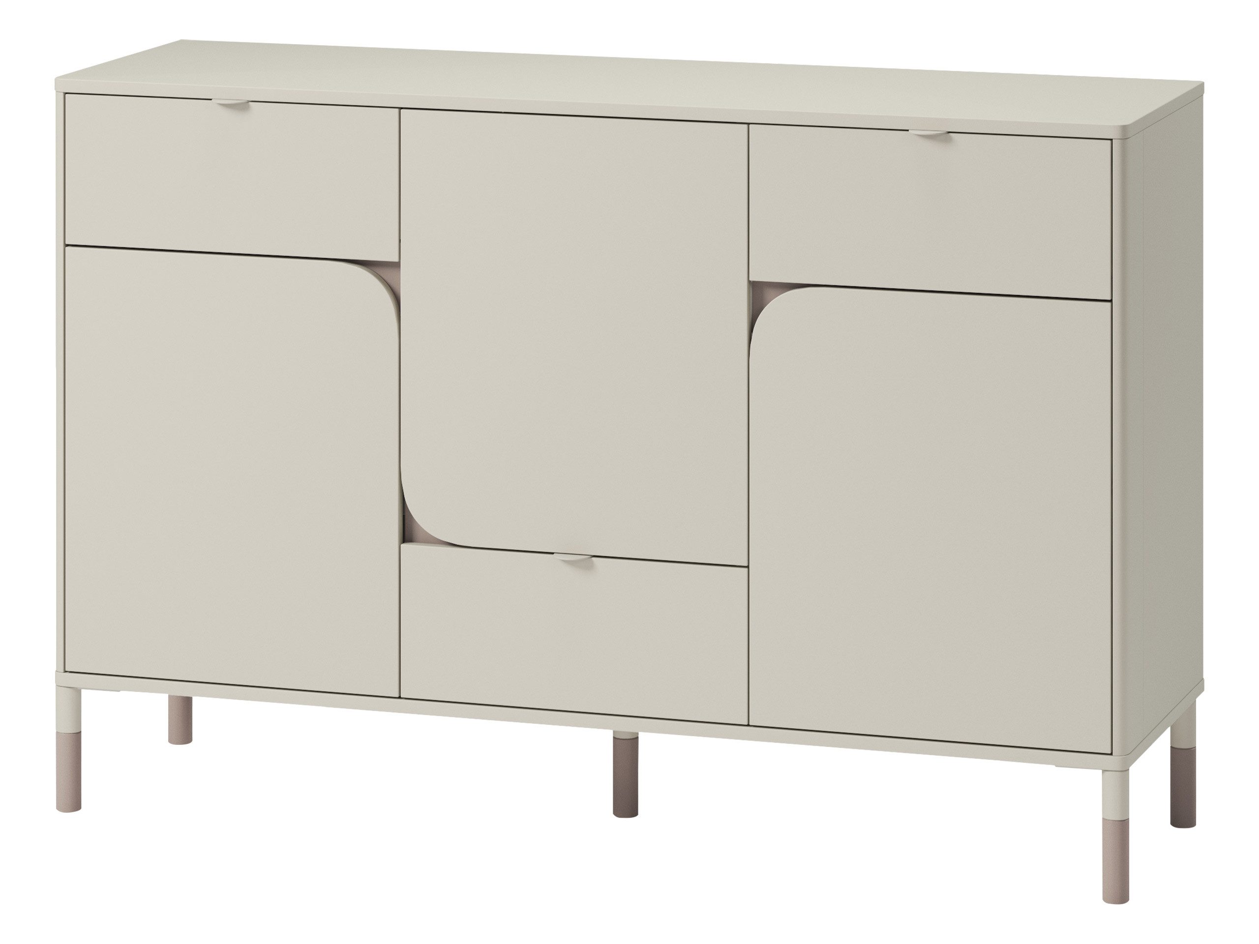 MIRJAN24 Kommode Harmony 3D3S HR06 (mit zwei Drehtüren und drei Schubladen), Metallfüße, 130x40x87 cm