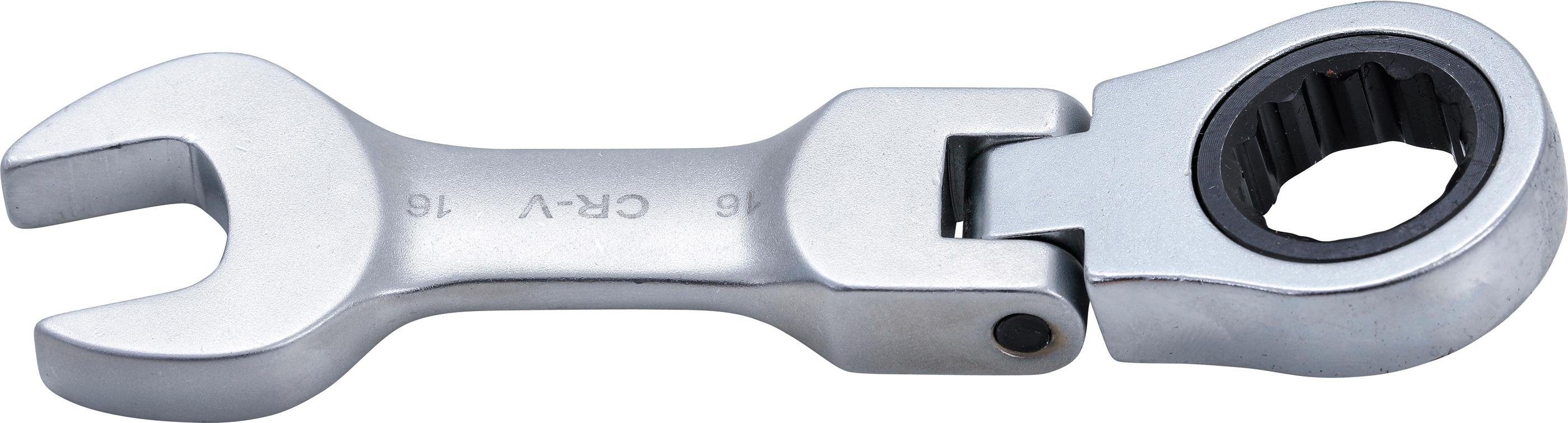 BGS technic Stecknuss Ratschenring-Maulschlüssel, kurz, abwinkelbar, SW 16 mm