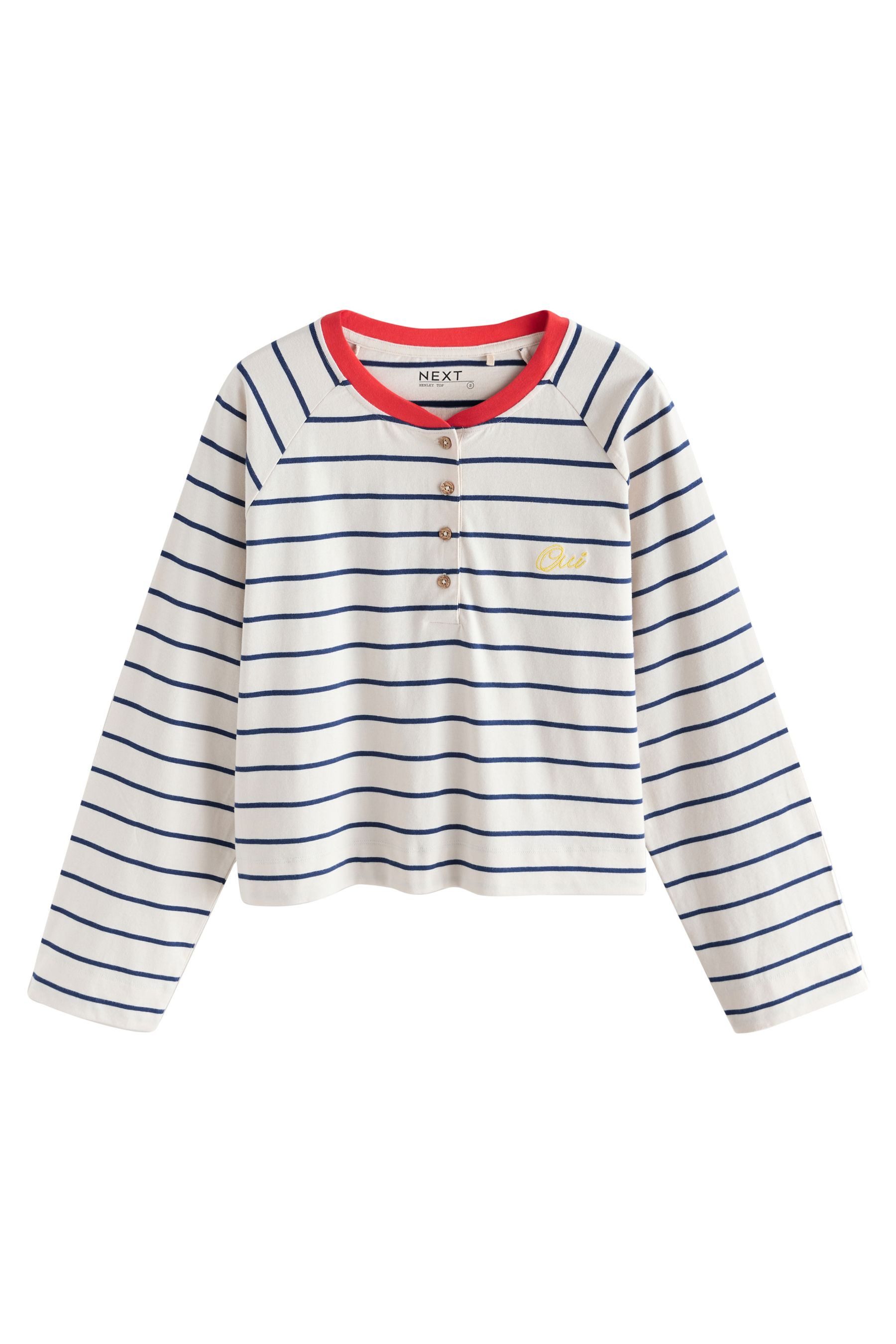 Next Blusenshirt Geknöpftes Henley-Langarmoberteil (1-tlg) günstig online kaufen