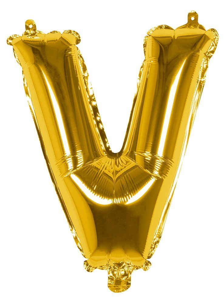 Boland Folienballon Folienballon V gold 36 cm, Ballon zur Befüllung mit Gas - für Geburtstag & Jubiläum