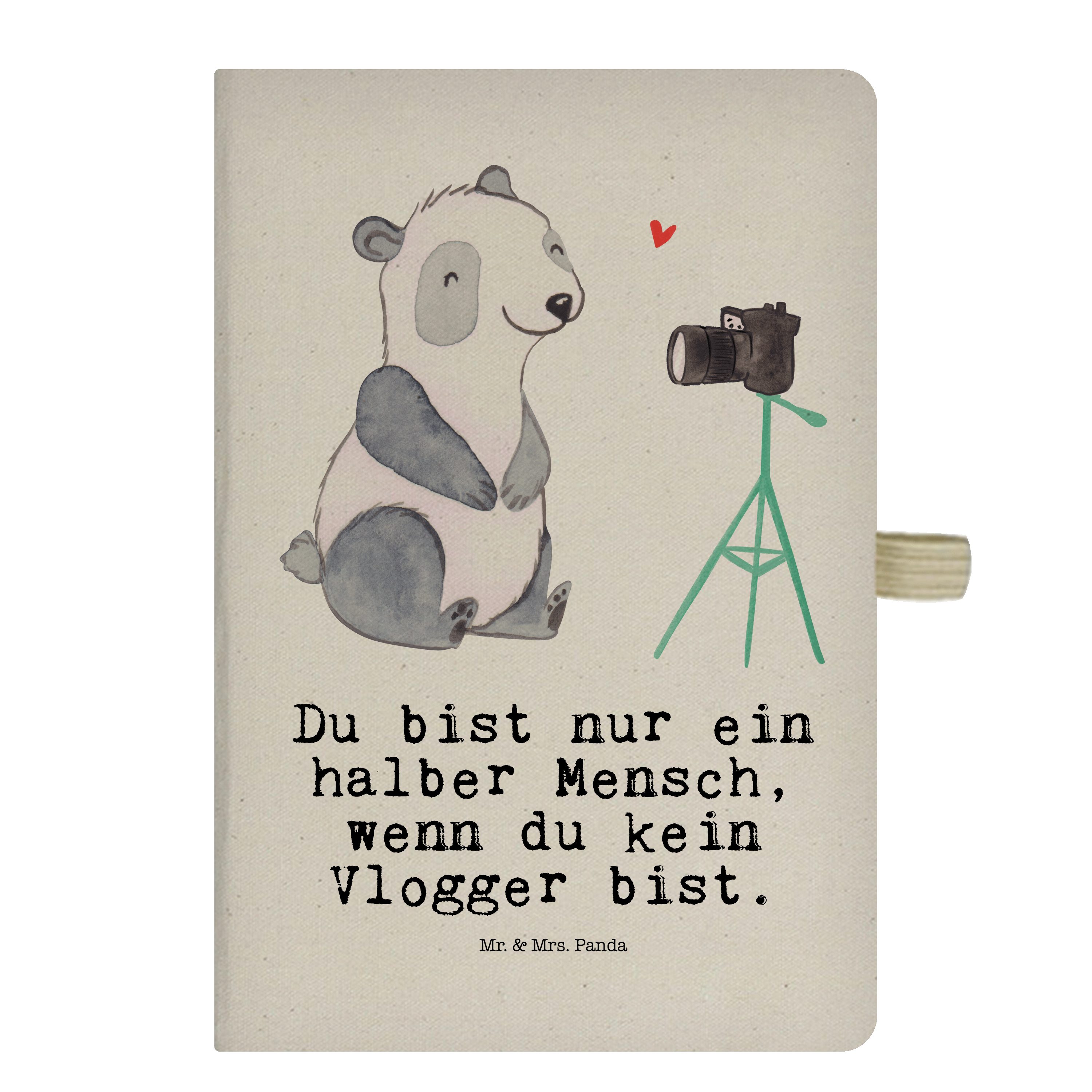 Mr. & Mrs. Panda Notizbuch Vlogger mit Herz - Transparent - Geschenk, Kollegin, Ausbildung, Schr Mr. & Mrs. Panda