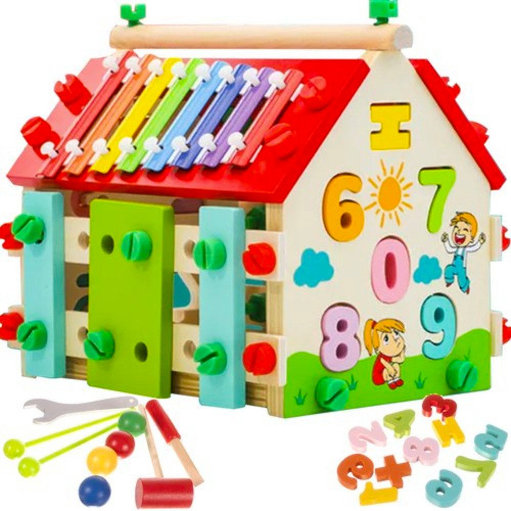 KRUZZEL Lernspielzeug Sortierer Lernhaus Motorikhaus (Spar-Set, 1-St., sortieren, rechnen), Zahlen und Musik, kreatives Spielzeug