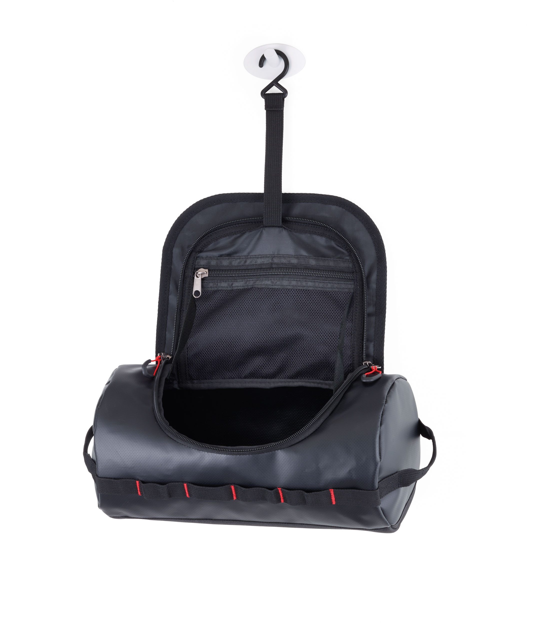TROIKA Kulturbeutel zum Aufhängen WASHBAG aus Tarpaulin – robuste Waschtasche für Reisen, Waschtasche für Reisen, geräumige Kulturtasche für Männer, mit Haken