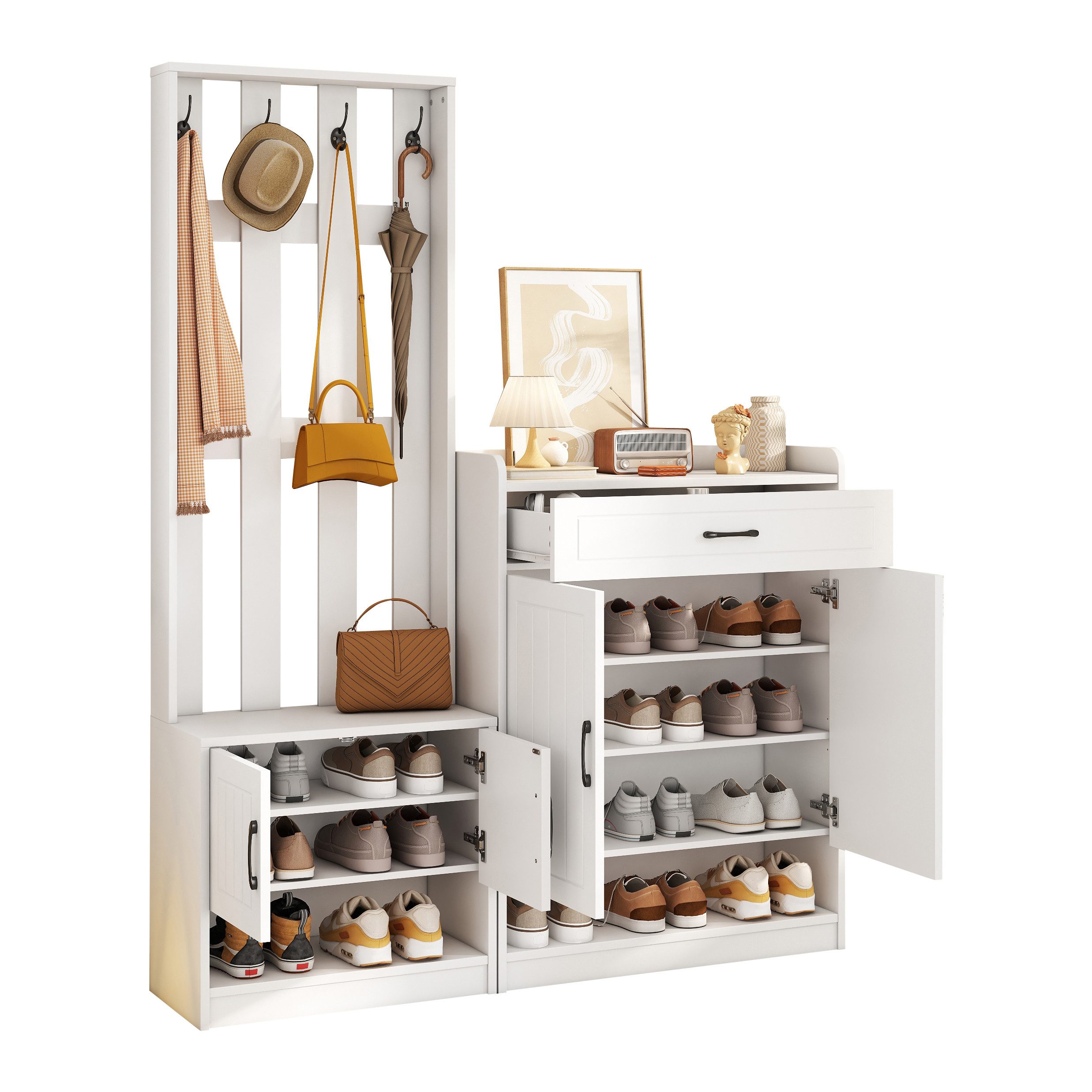 KLAM HOME Garderoben-Set Flurmöbel, Flurtrockenständer, Flurgarderobe, günstig online kaufen