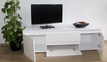freiraum TV-Board in Weiß matt, Holzwerkstoff - 141x42x45cm (BxHxT)