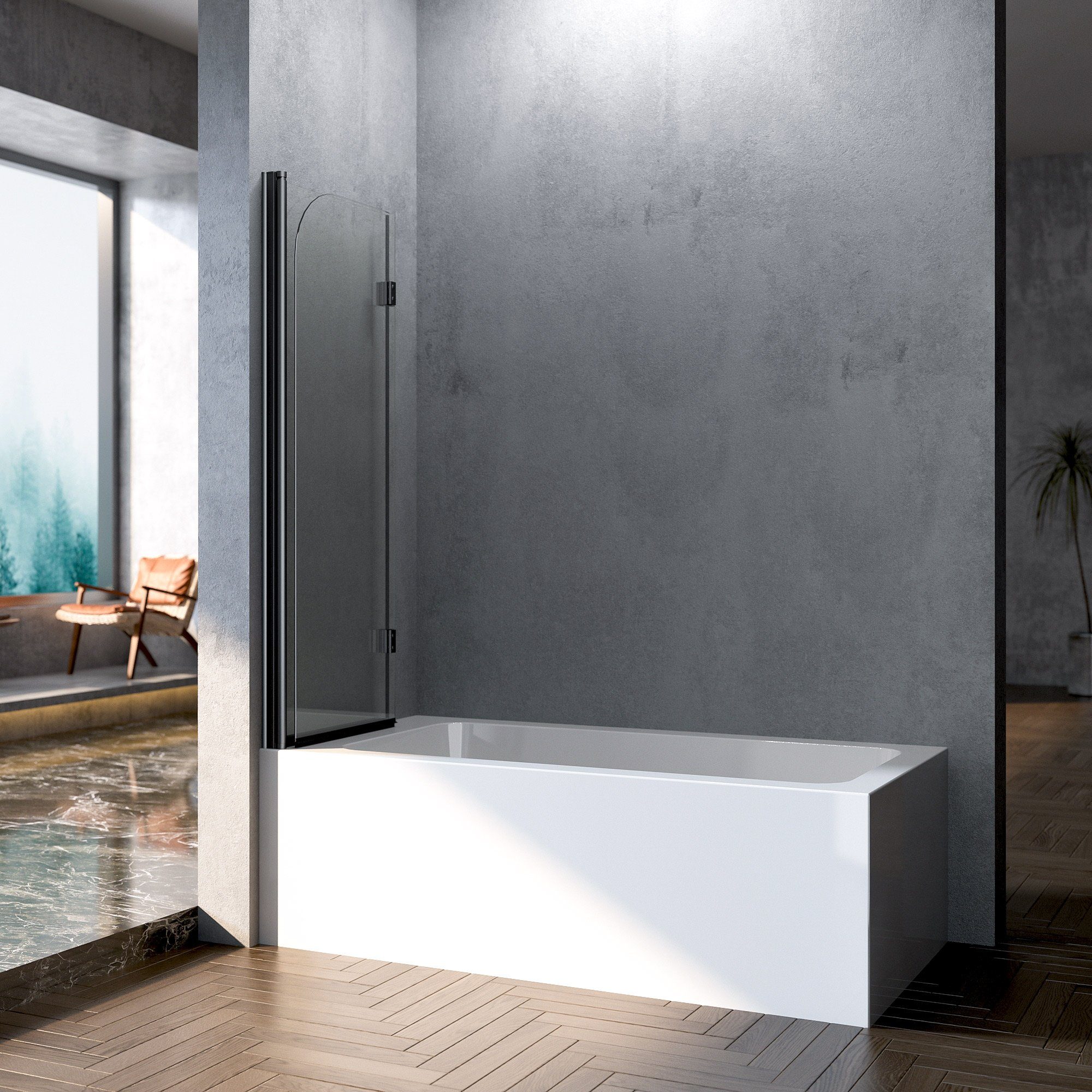 Boromal Duschwand für Badewanne Badewannenaufsatz Badewannenfaltwand günstig online kaufen