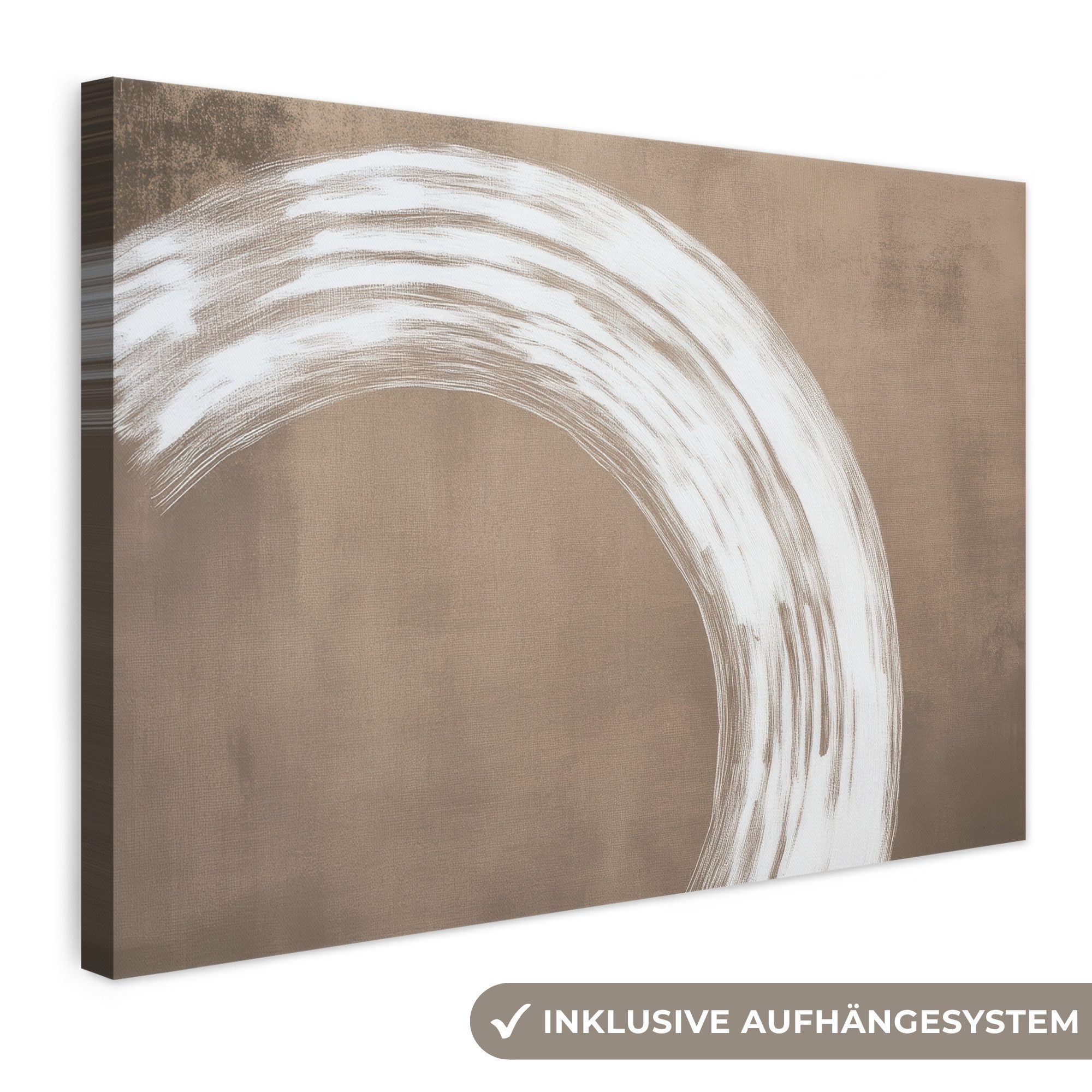 OneMillionCanvasses® Leinwandbild Farbe - Braun - Japandi, Fotodruck (1 St), Leinwand Bilder Klein, Wand Dekoration Aesthetic 30x20 cm
