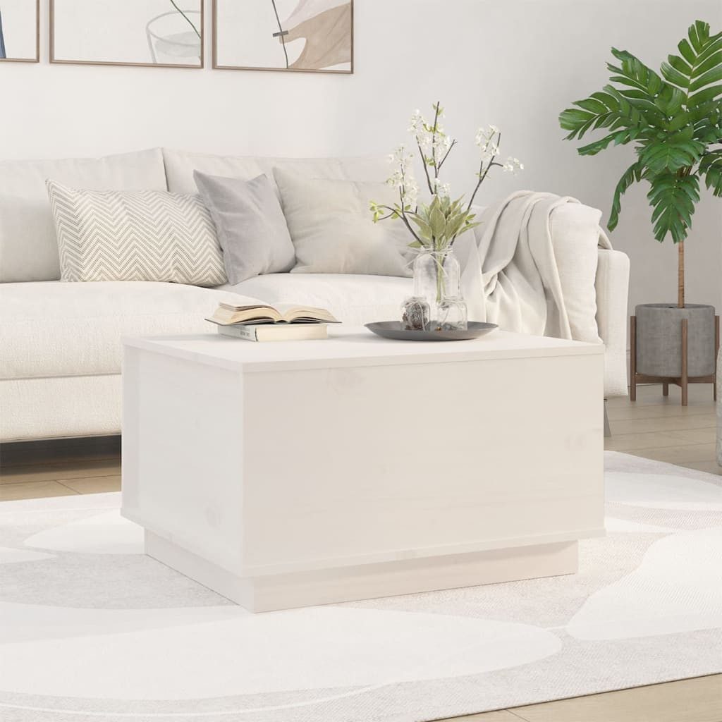 Couchtisch Stilvoller aus Massivholz Weiß 60 x 50 x 35 cm