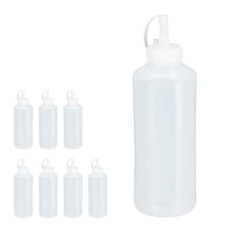 relaxdays Dressing Shaker 8 x Quetschflasche 1000 ml, Kunststoff