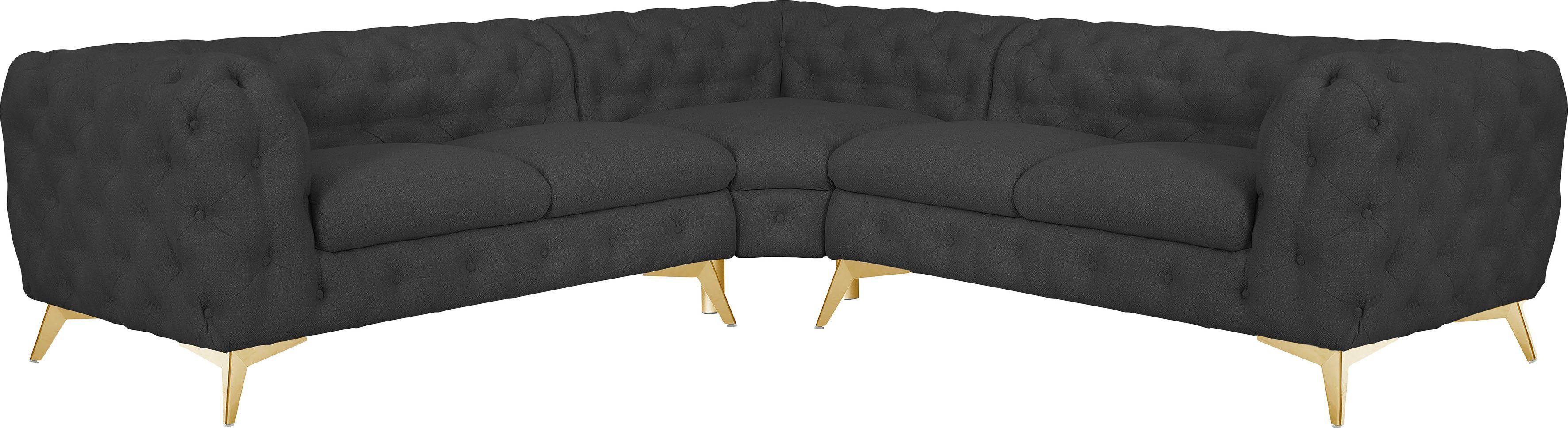 Leonique Chesterfield-Sofa "Ecksofa GLYNIS L-Form mit Wellenunterfederung, günstig online kaufen