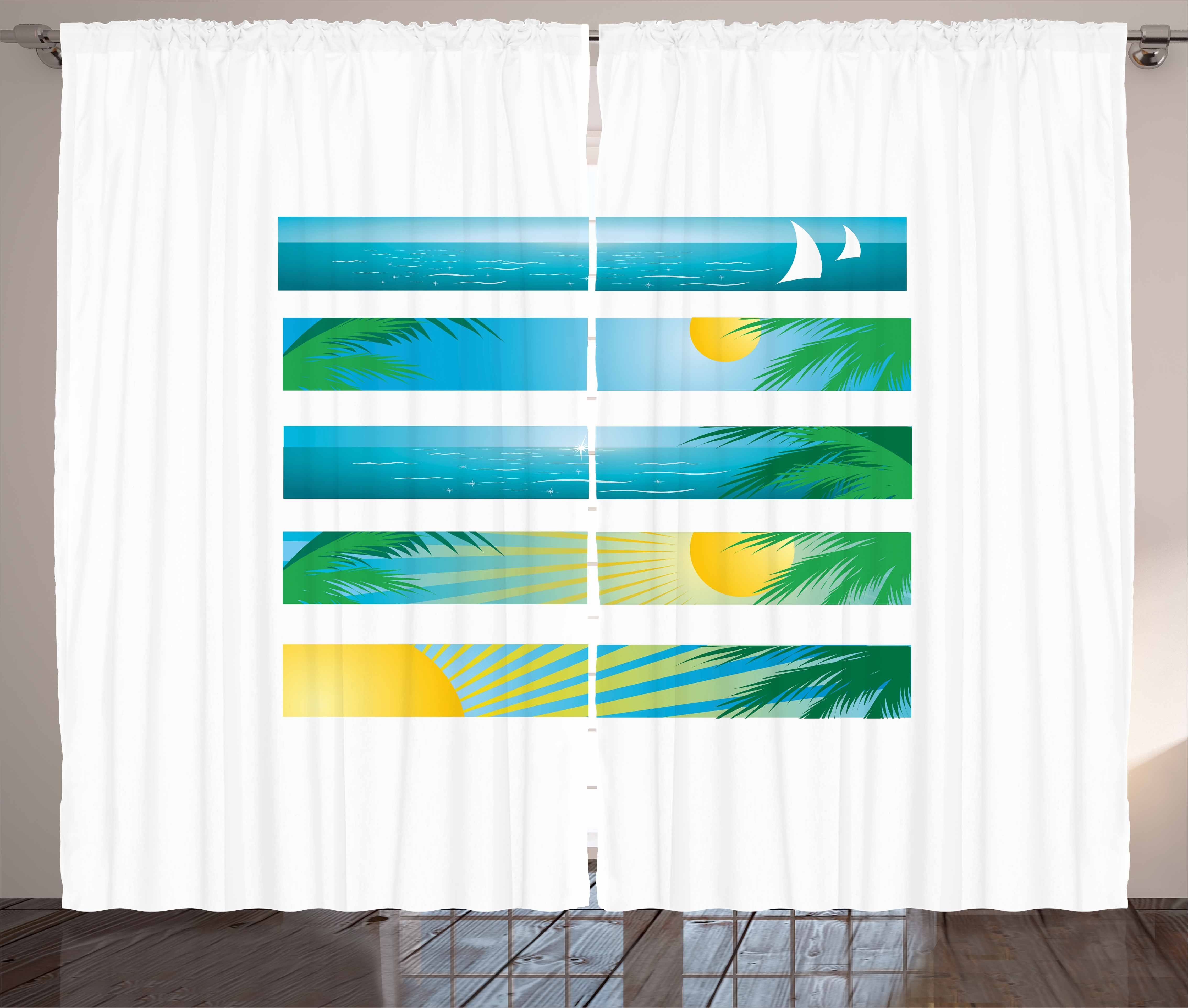 Gardine Schlafzimmer Kräuselband Vorhang mit Schlaufen und Haken, Abakuhaus, Strand Banner Stripes Exotic