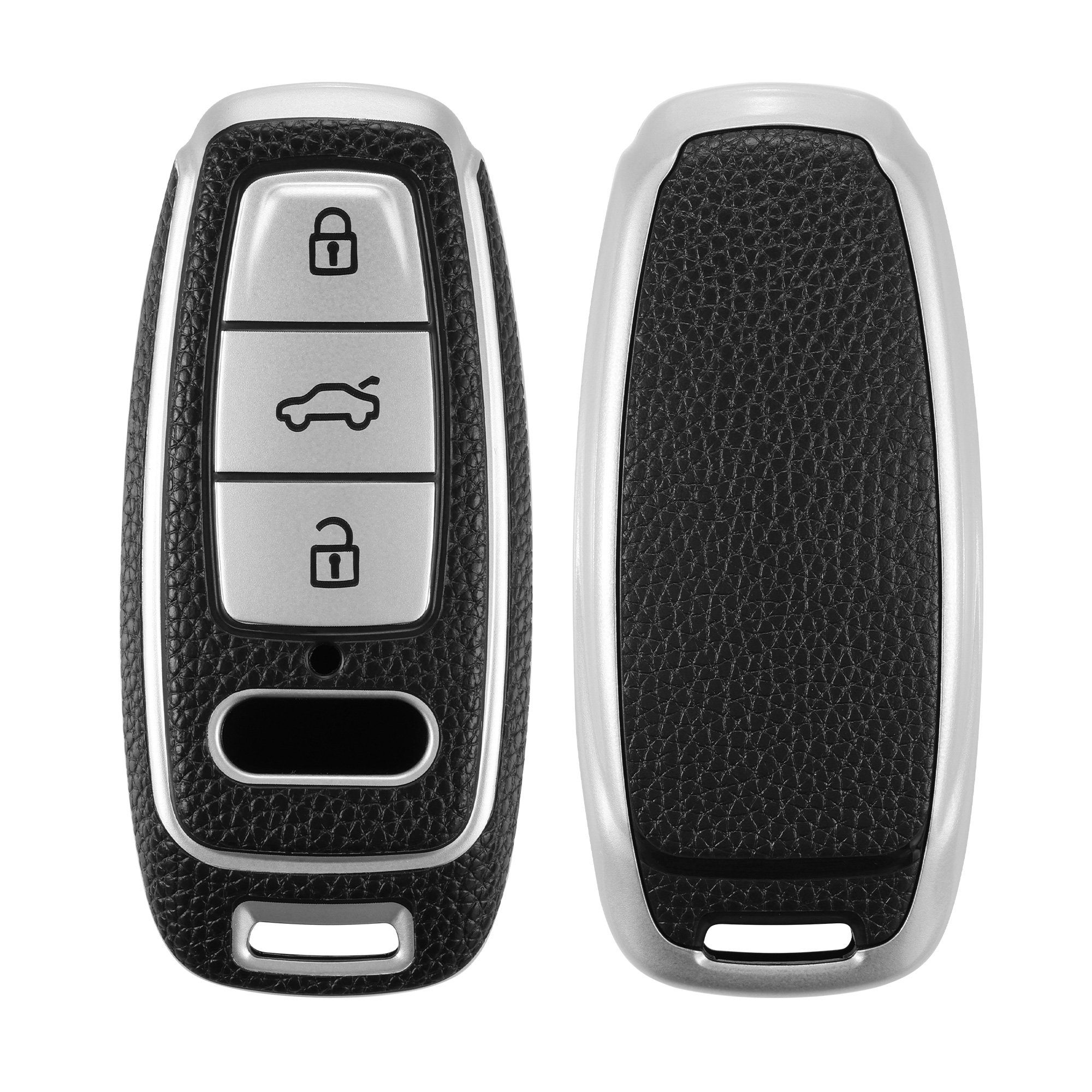 kwmobile Schlüsseltasche Autoschlüssel Hülle für Audi A6 A7 A8 Q7 Q8, TPU Schutzhülle Schlüsselhülle Cover für Audi A6 A7 A8 Q7 Q8 Silber