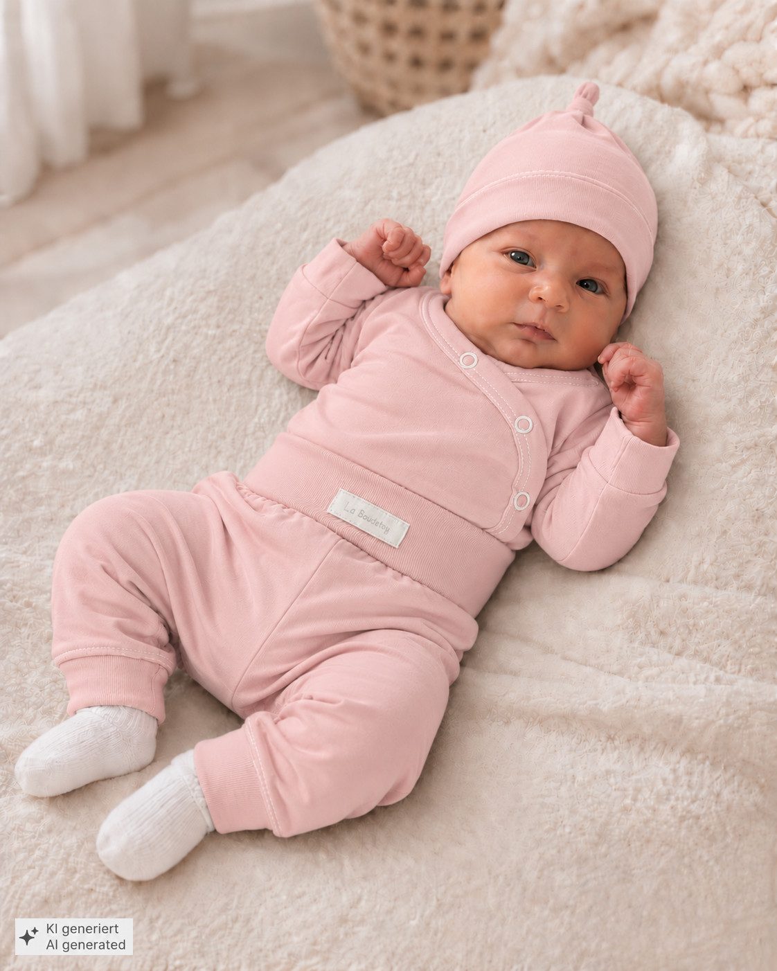 La Bortini Erstausstattungspaket Baby Set Body Hose Socken Mütze Kliedung für Neugeborene (Langarmbody mit Kratzschutz, Schlupfhose, Knotenmütze, Strümpfe, für Jungen und Mädchen, 4-teilig) neutral, in mintgrün, altrosa, 44 50 56 62 68 74 80