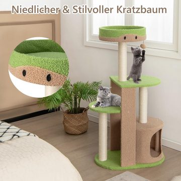 KOMFOTTEU Kratzbaum, mit Katzenhöhle, Plüschbälle & Sitzstange