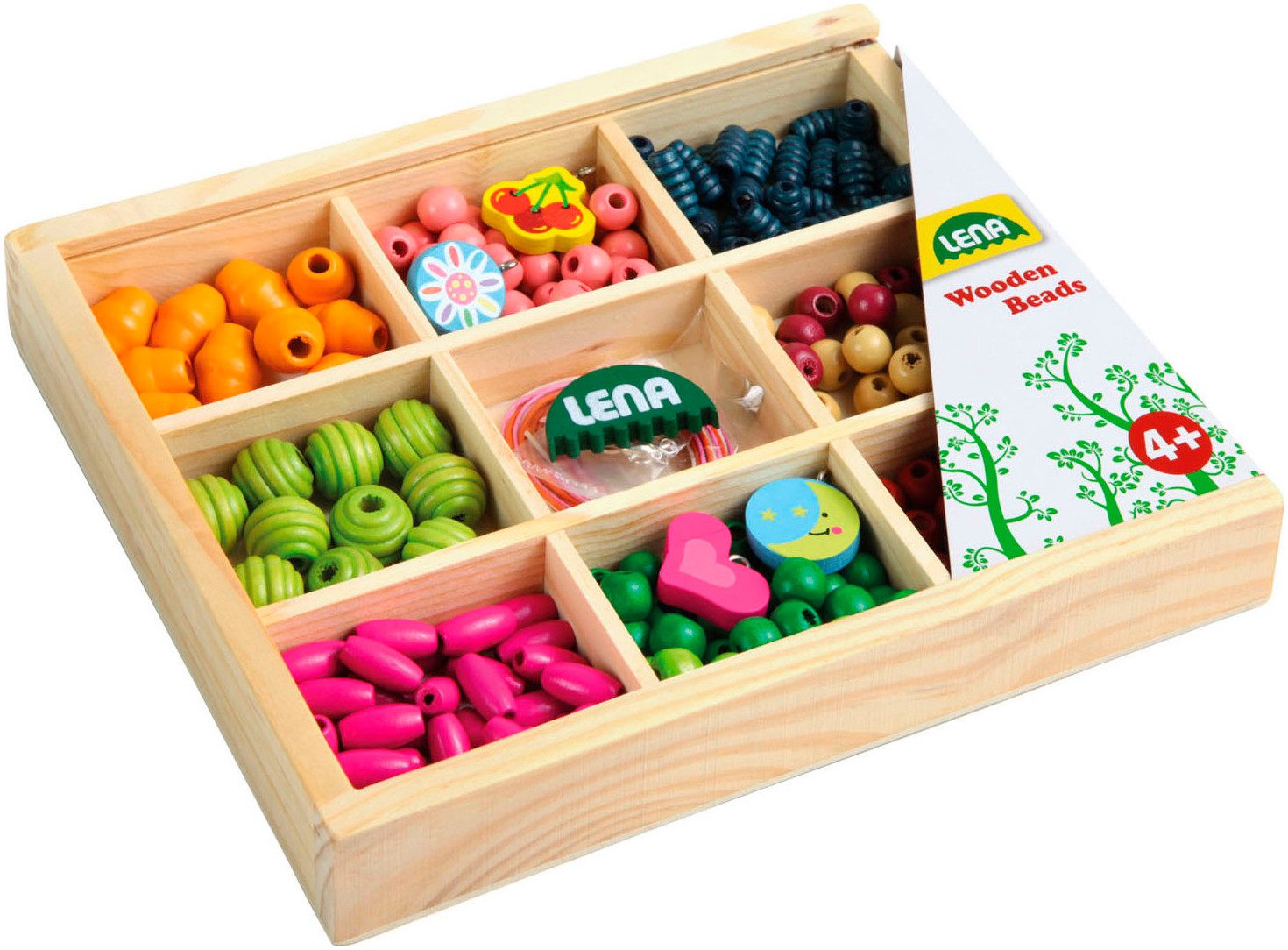 Lena® Kreativset Holzperlen Holzkassette, mittel